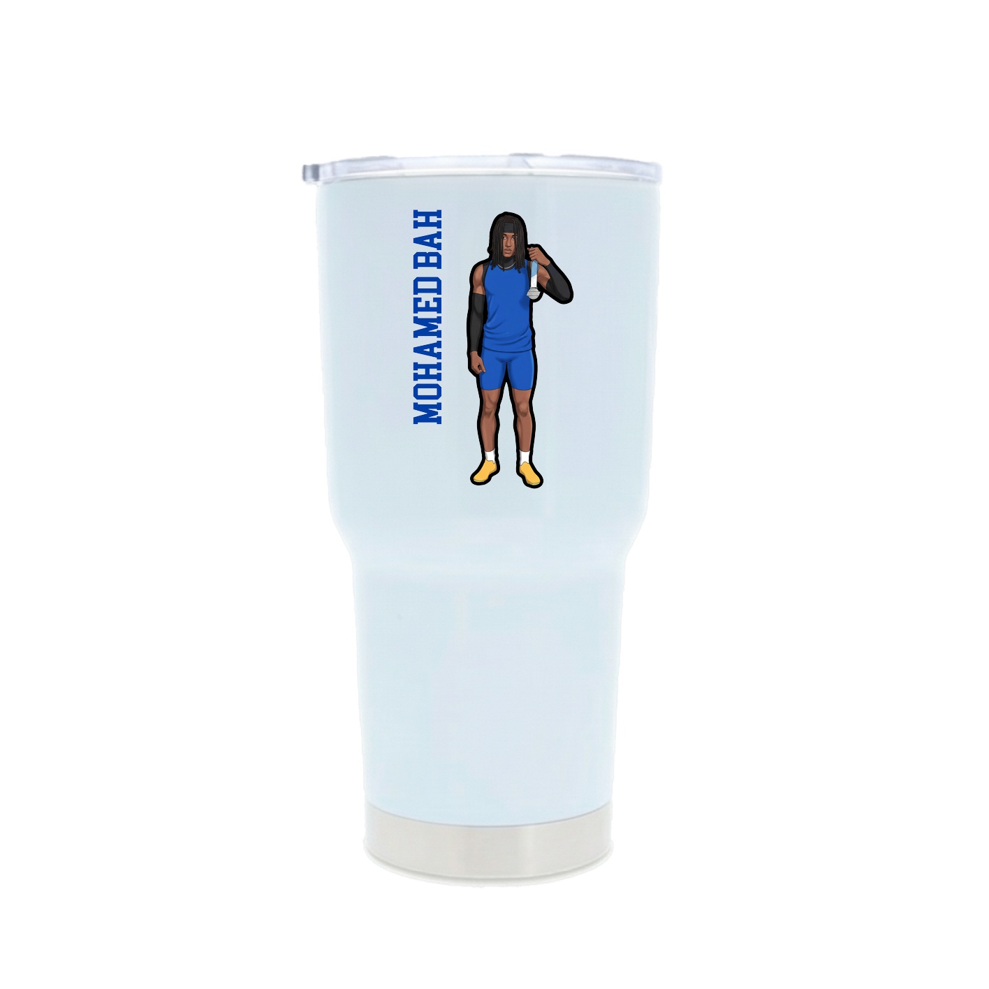30oz Stainless Steel Tumbler — Name Vertical in White
