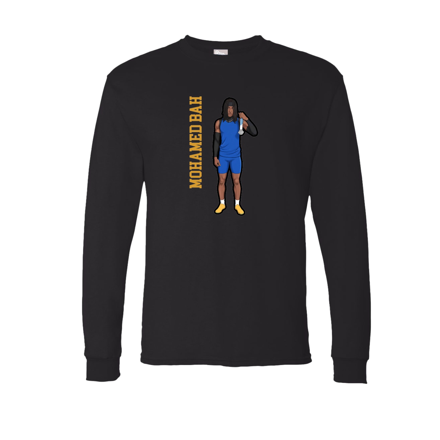Long Sleeve Tee — Name Vertical in Black