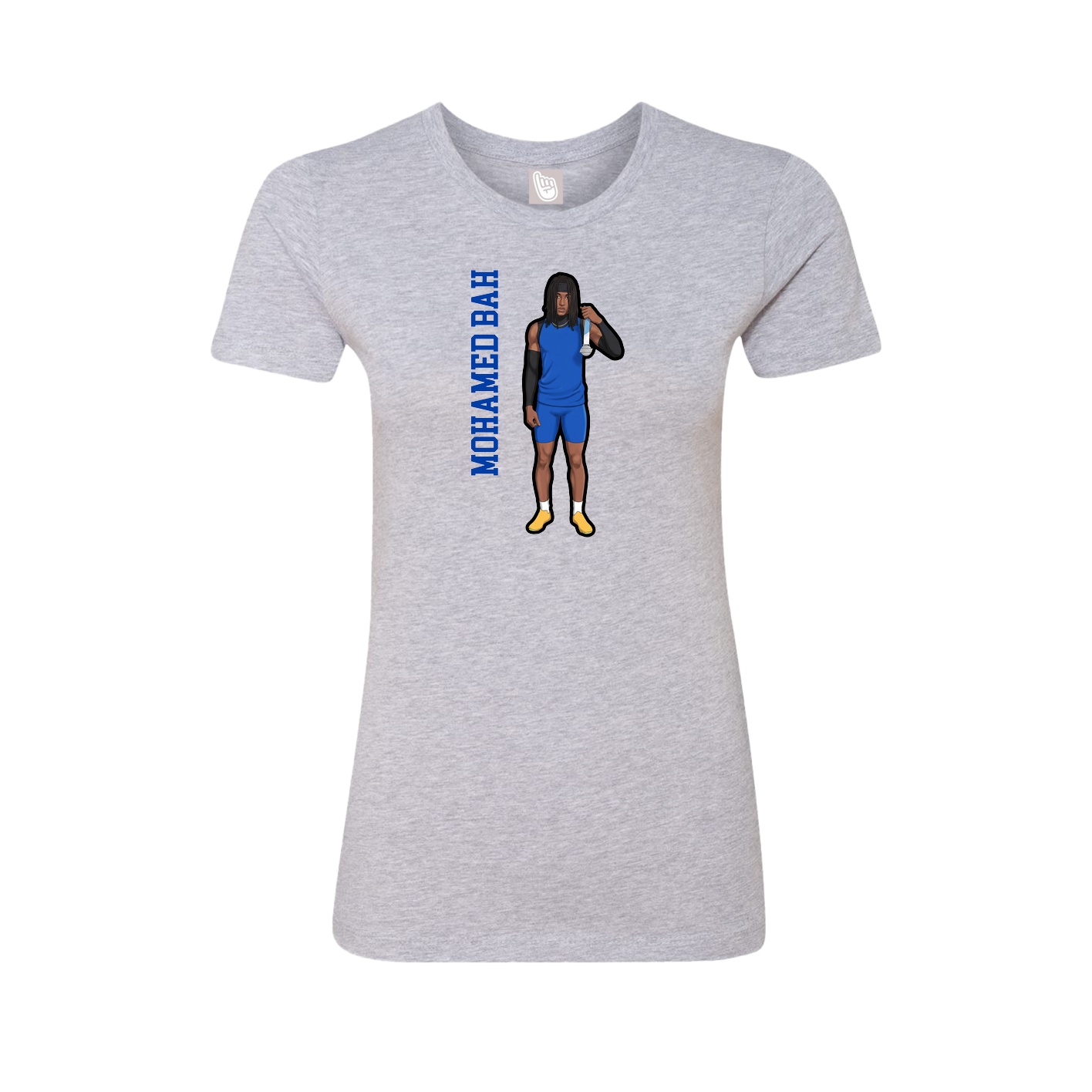 Fitted Women's Tee — Name Vertical in Grey