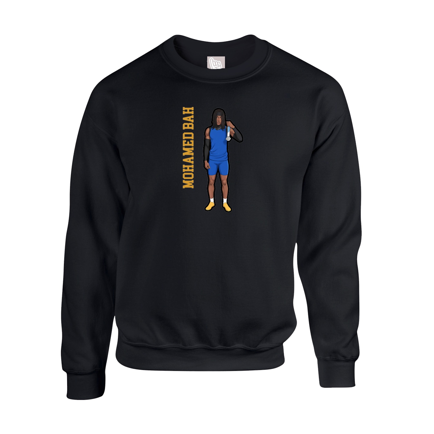 Fleece Crew — Name Vertical in Black