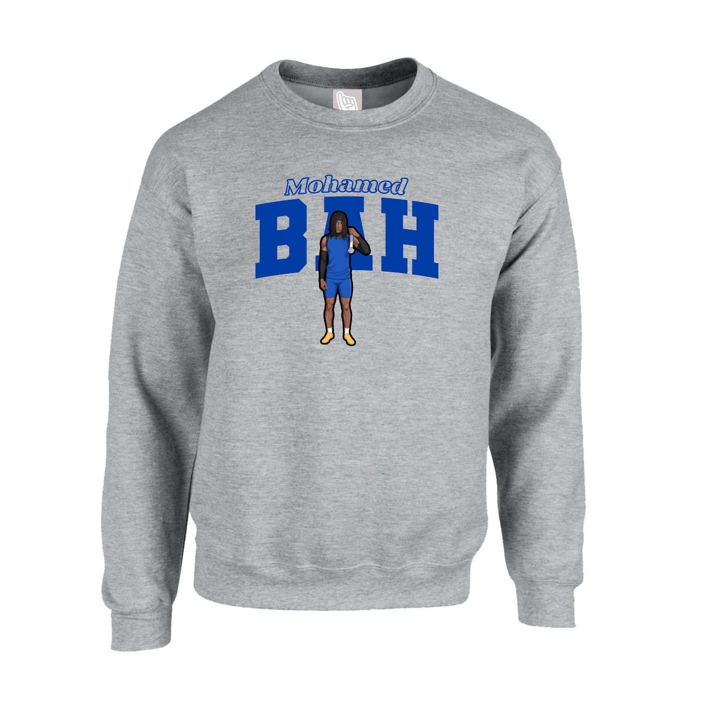 Fleece Crew — Name Arch in Grey