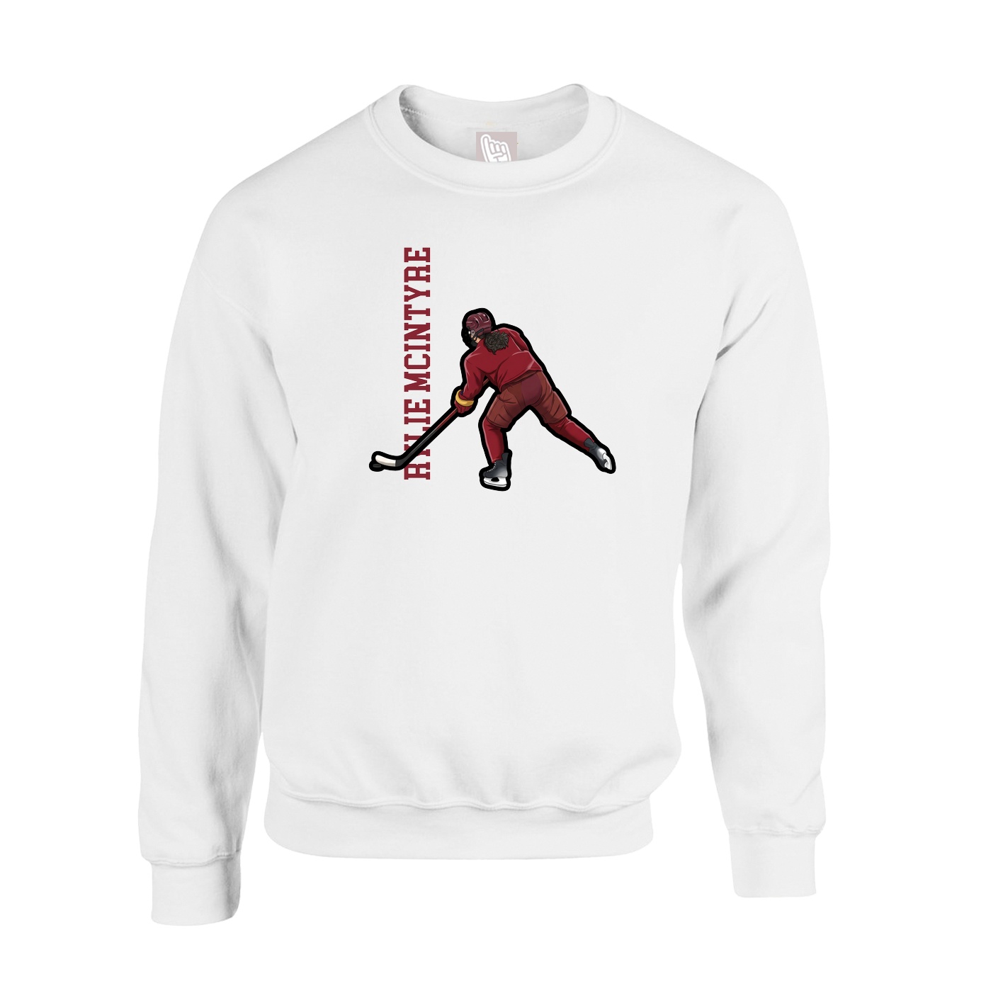 Fleece Crew — Name Vertical in White
