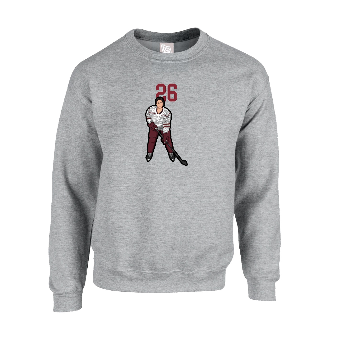 Fleece Crew — Number Top in Grey