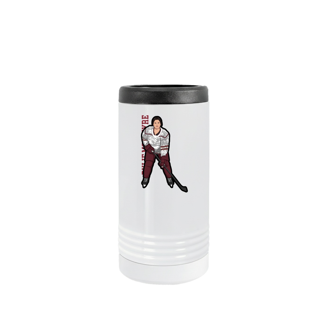Slim Beverage Holder — Name Vertical in White
