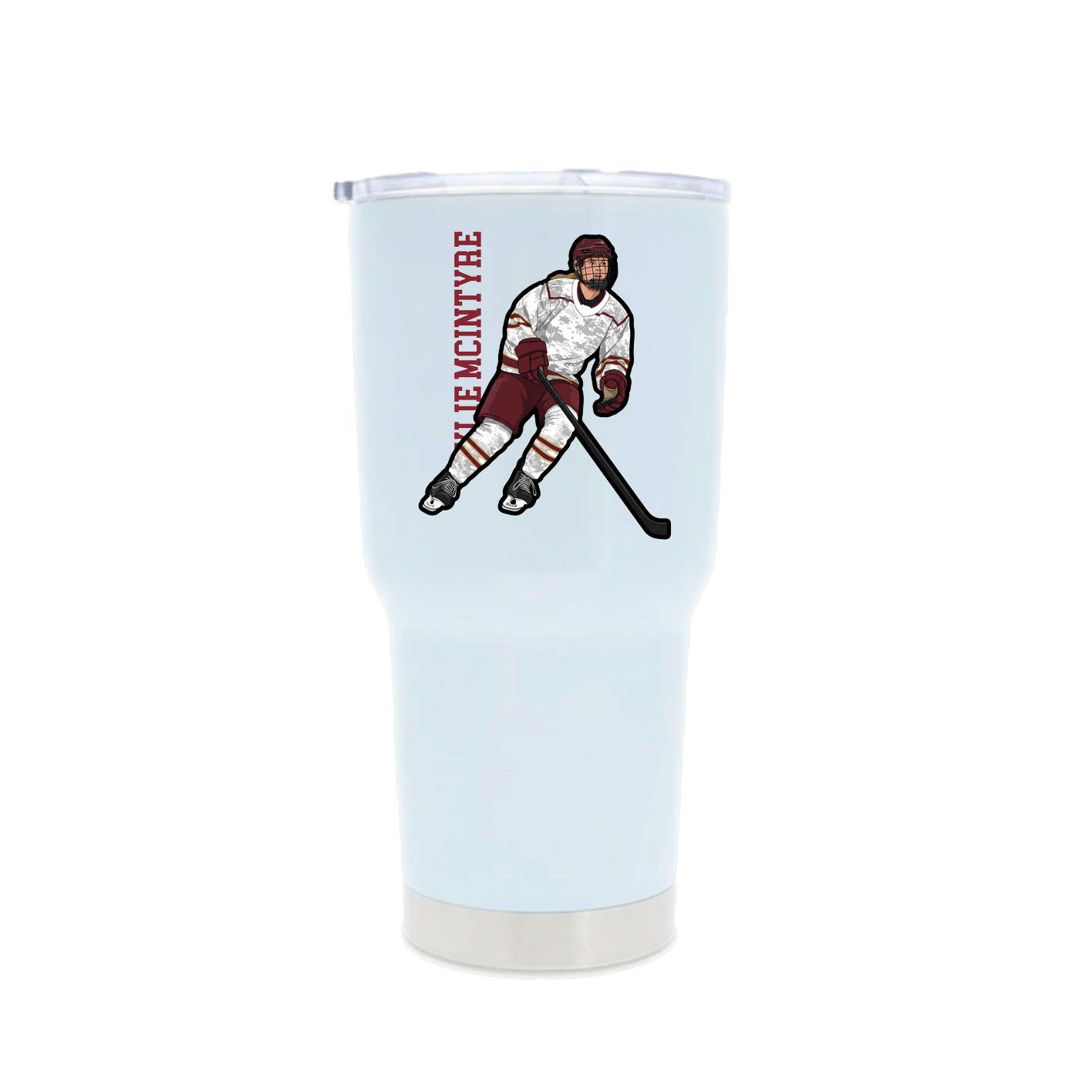 30oz Stainless Steel Tumbler — Name Vertical in White