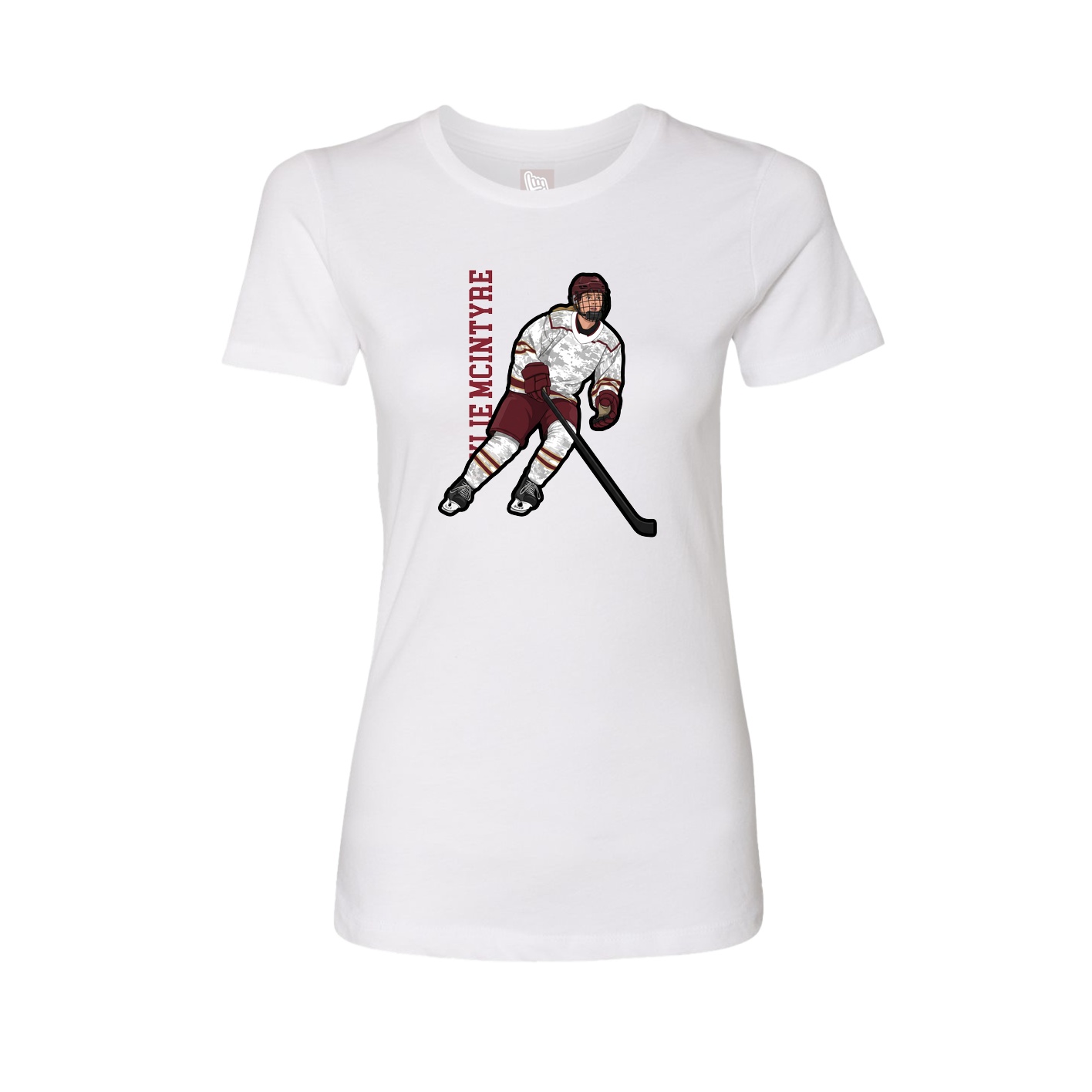 Fitted Women's Tee — Name Vertical in White