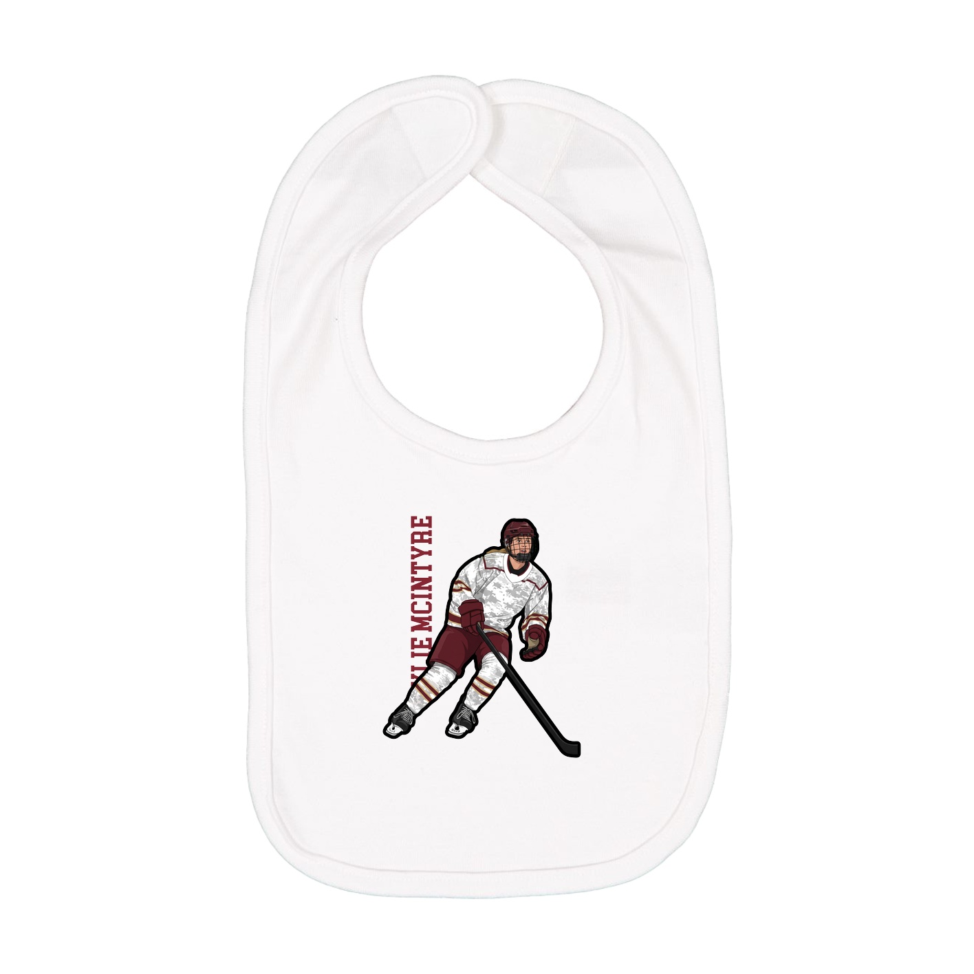 Infant Bib — Name Vertical in White