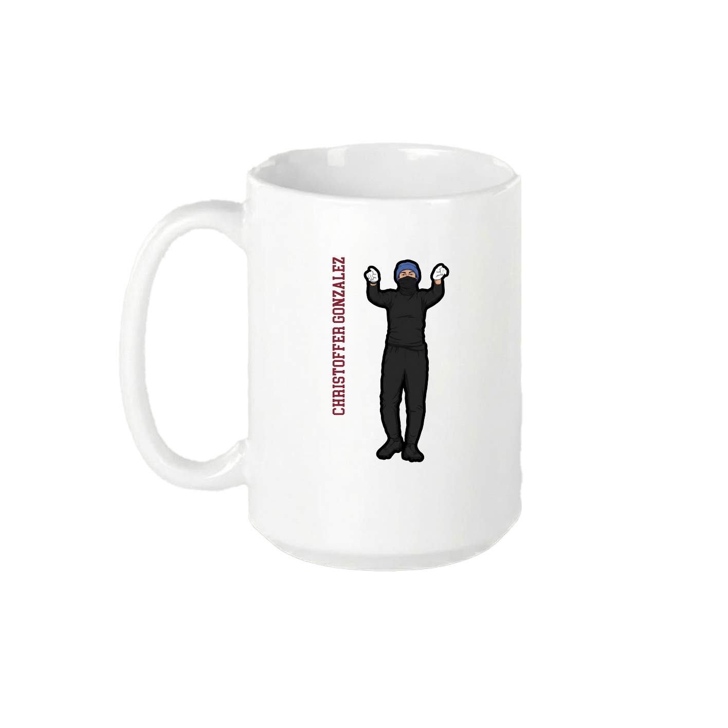 15oz Coffee Mug — Name Vertical in White