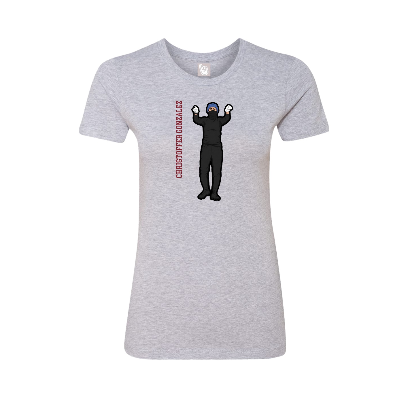 Fitted Women's Tee — Name Vertical in Grey