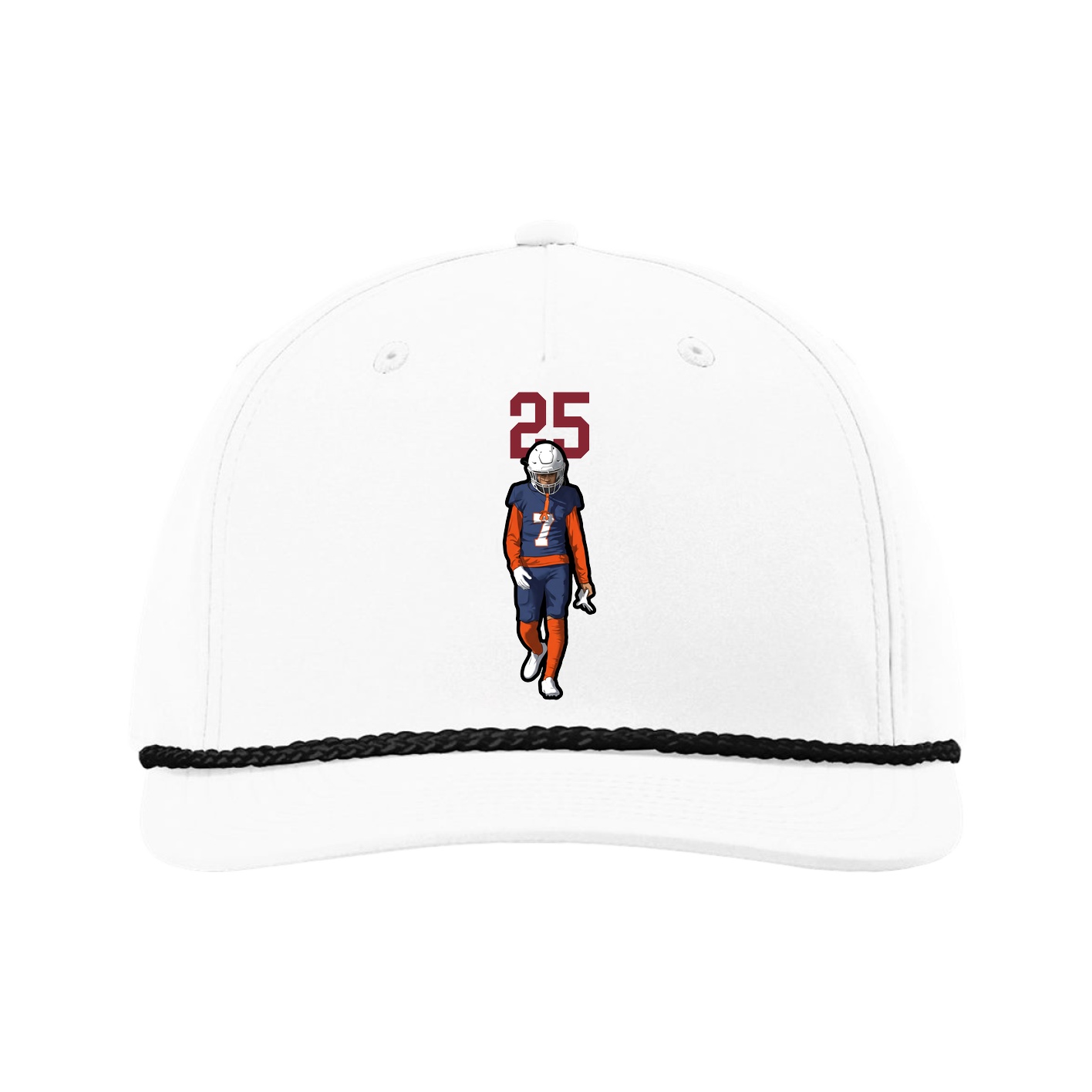 Five-Panel Classic Rope Cap — Number Top in White