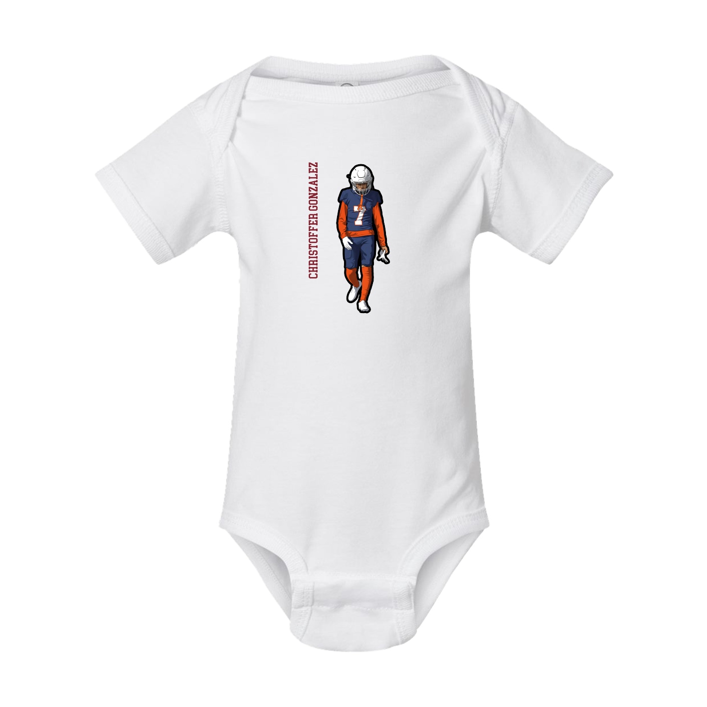 Baby Onesie — Name Vertical in White