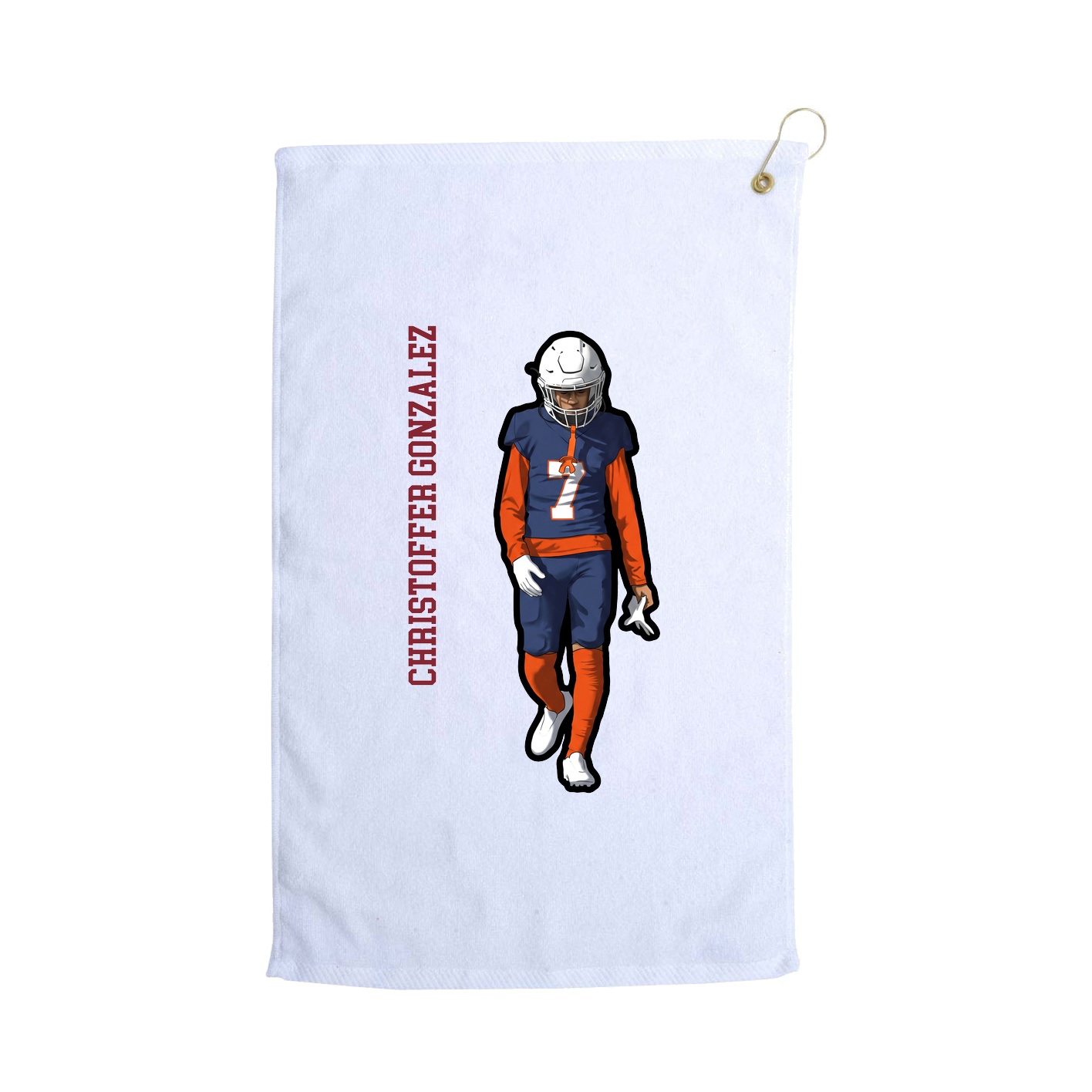 Golf Towel — Name Vertical in White