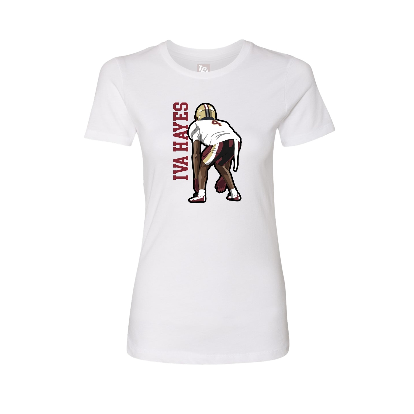 Womens Tee — Name Vertical in White
