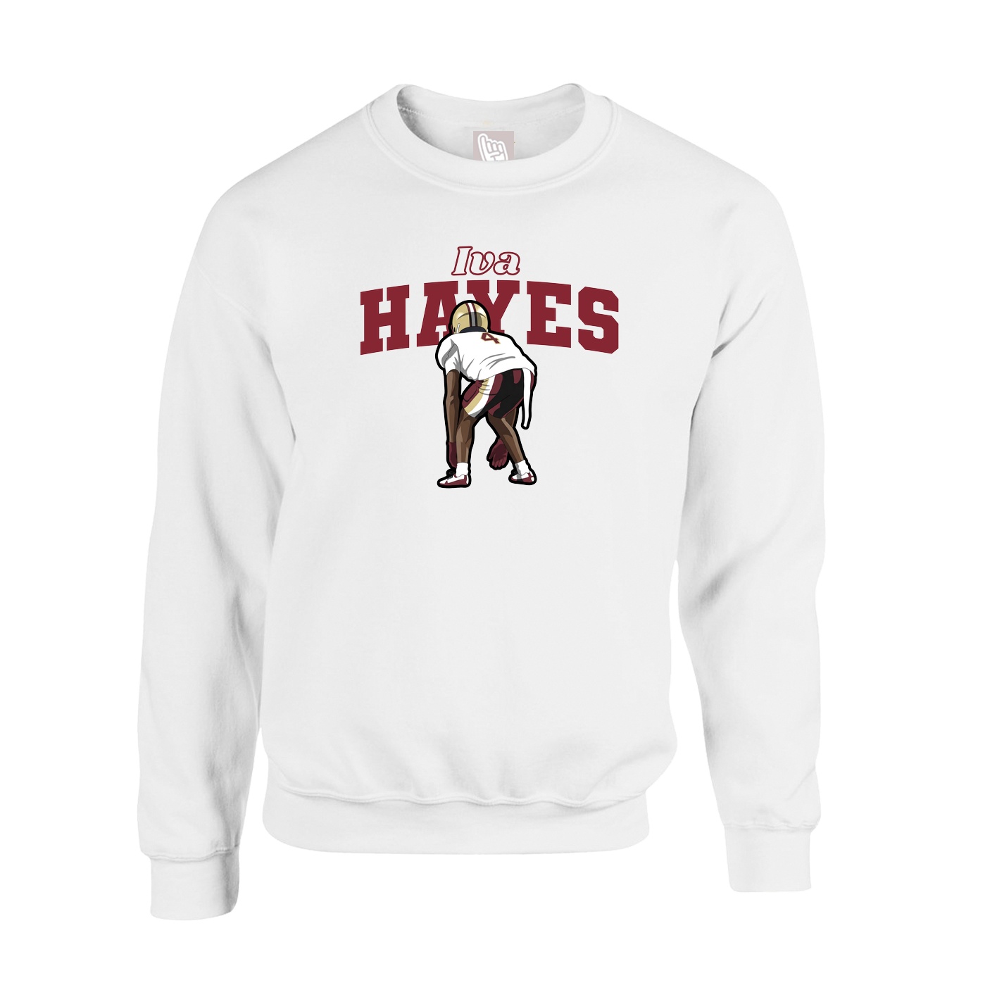 Fleece Crew — Name Arch in White