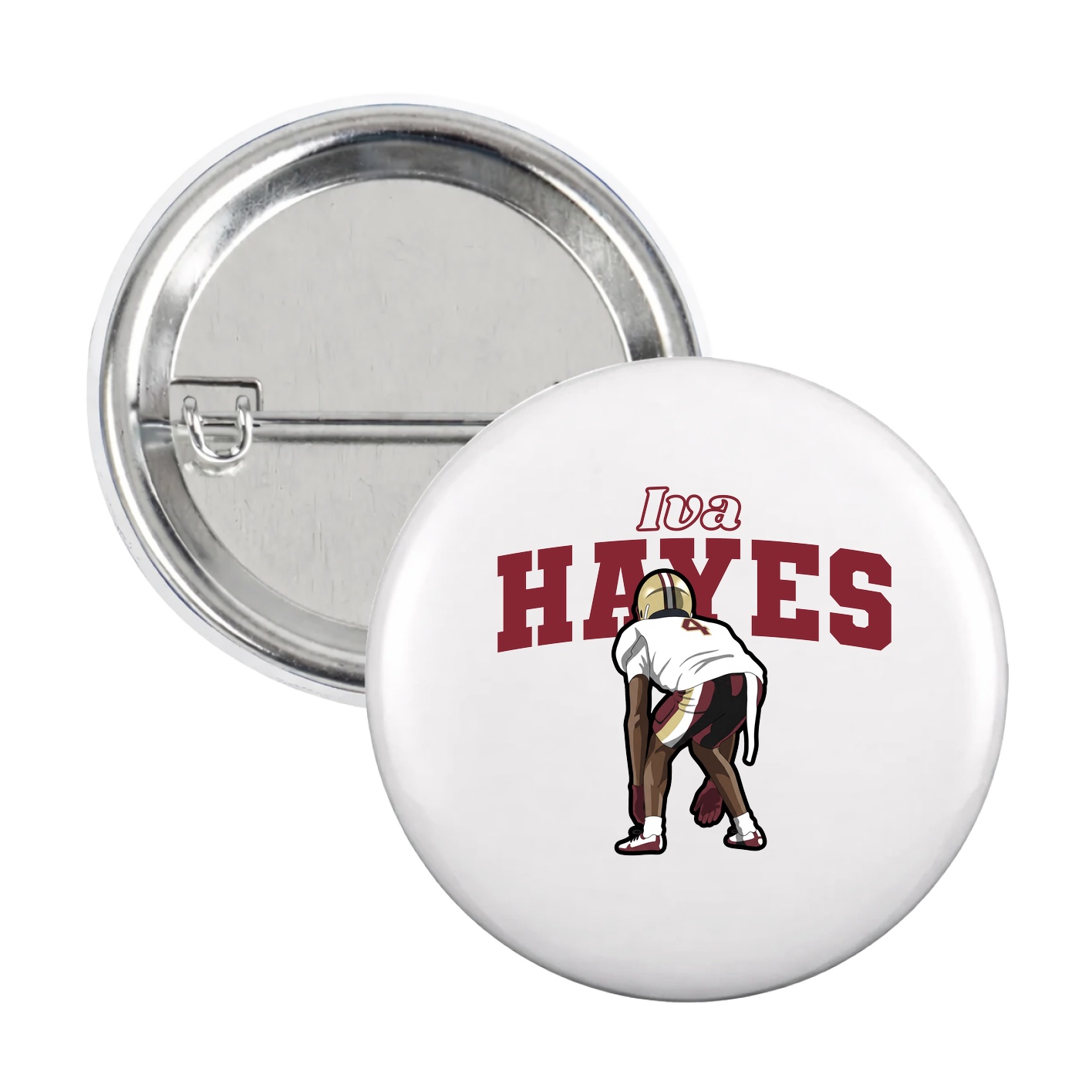 Game Day Button — Name Arch in White