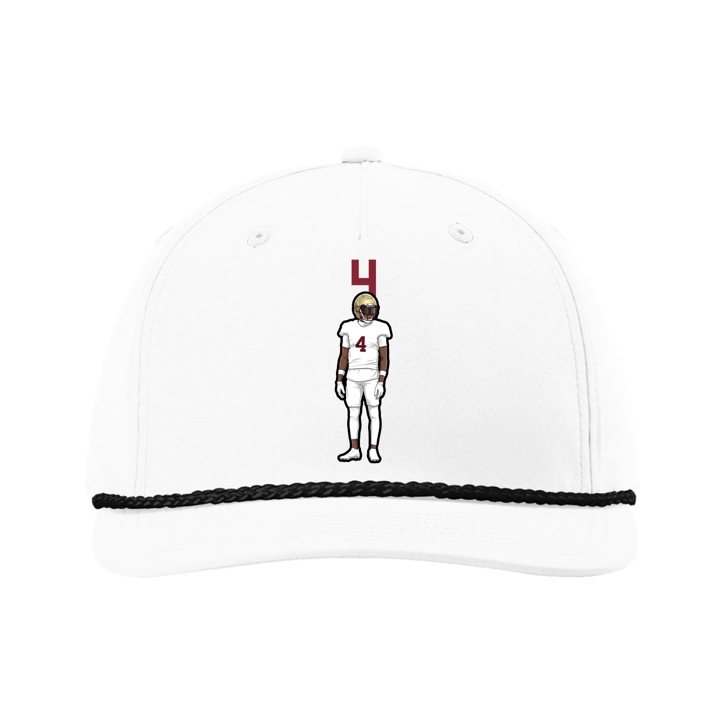 Five-Panel Classic Rope Cap — Number Top in White