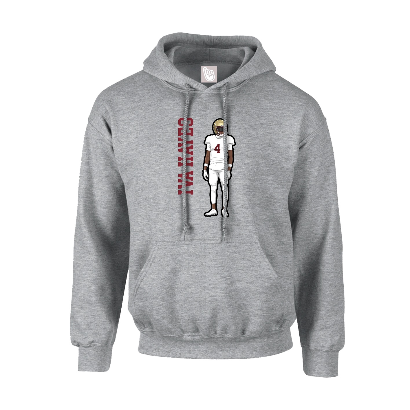 Hoodie — Name Vertical in Grey