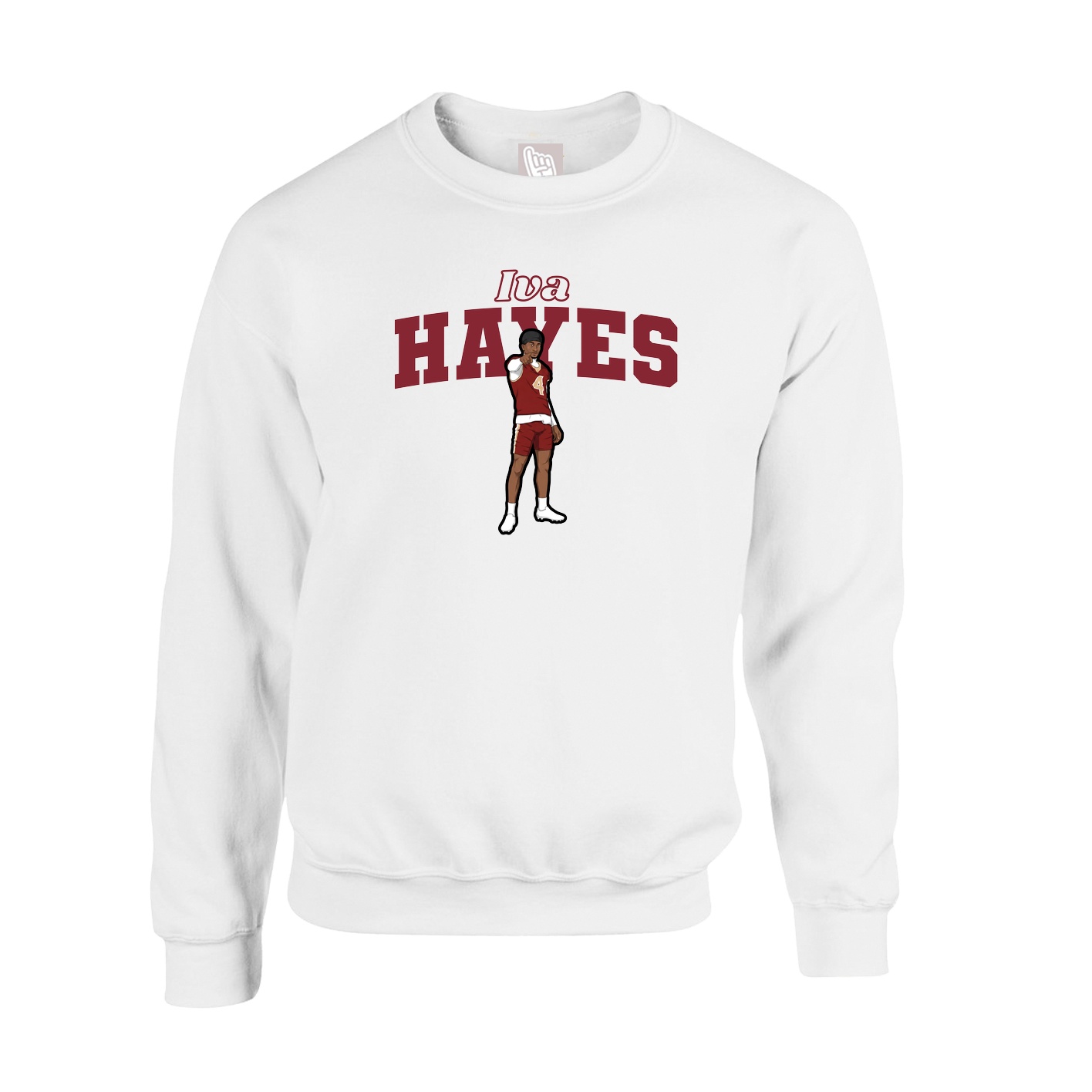 Fleece Crew — Name Arch in White