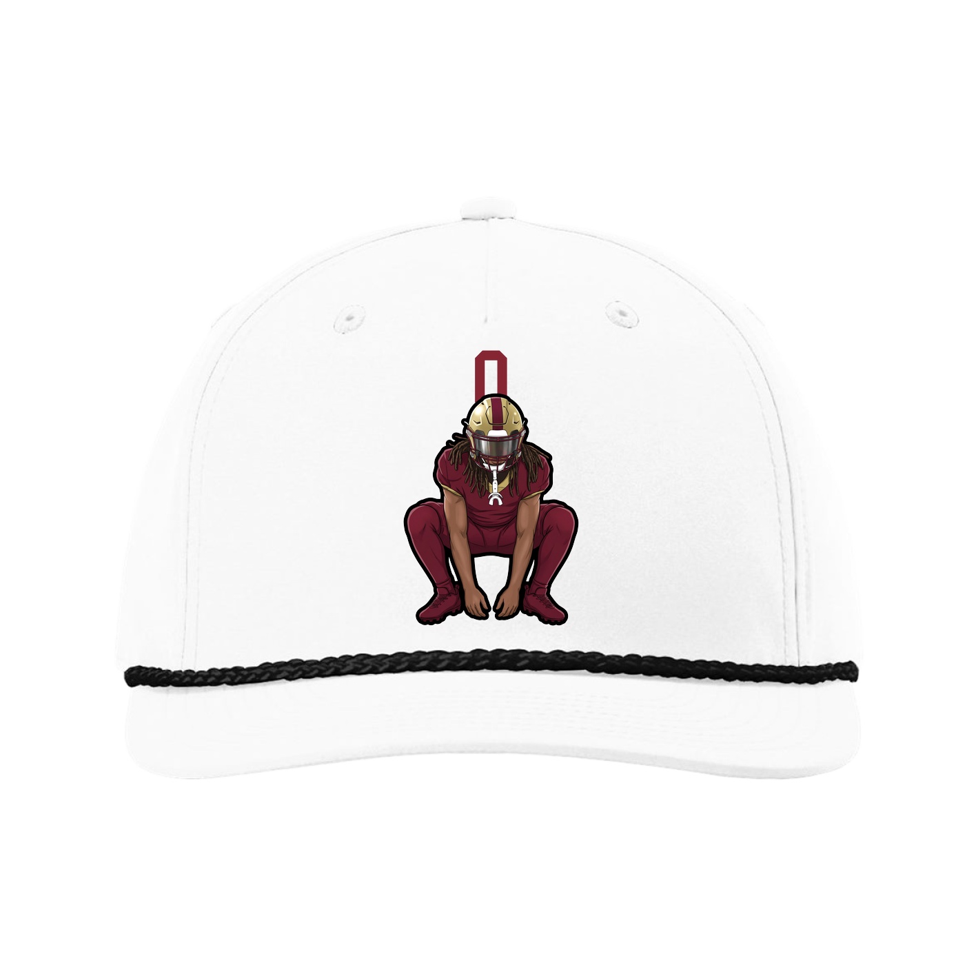 Five-Panel Classic Rope Cap — Number Top in White