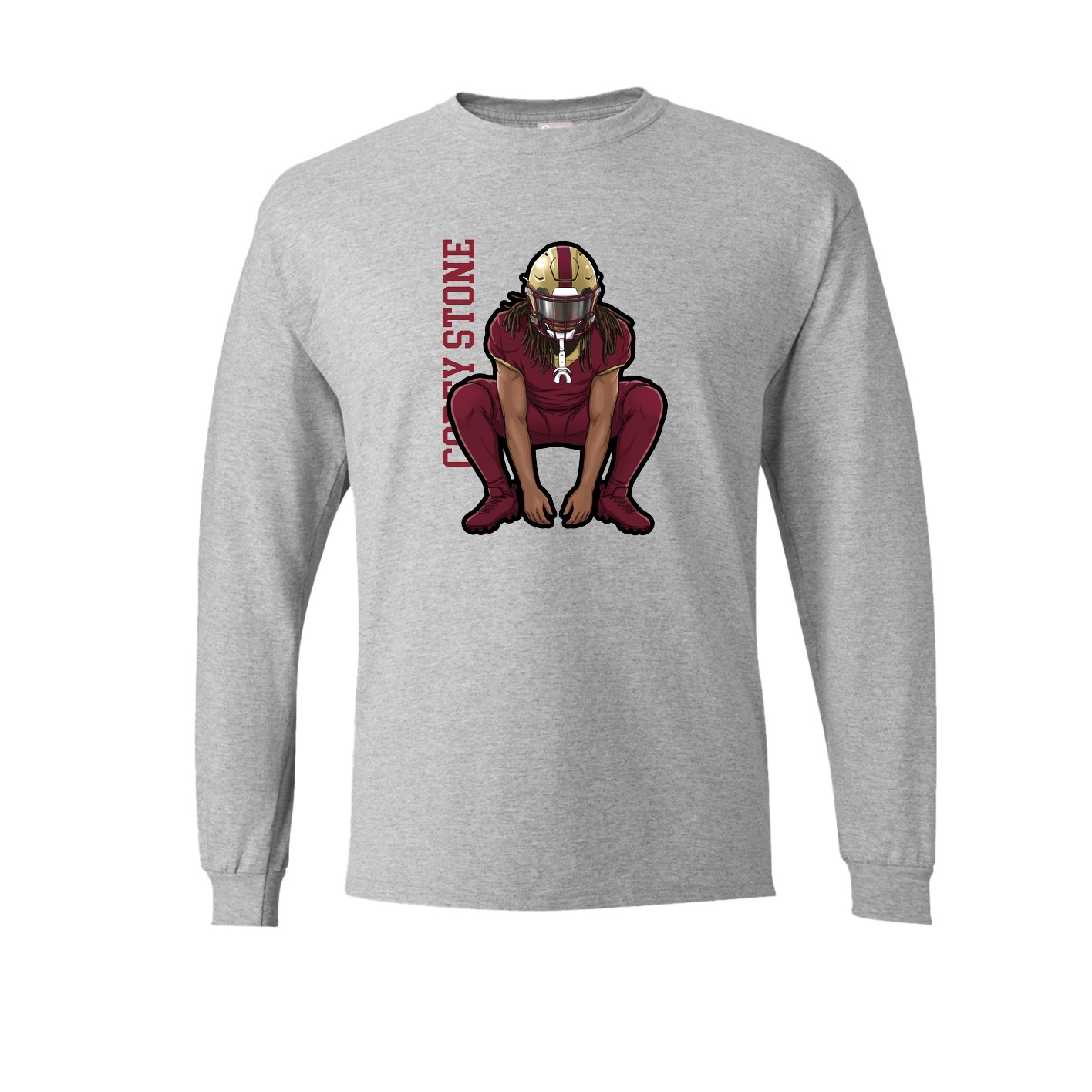 Long Sleeve Tee — Name Vertical in Grey