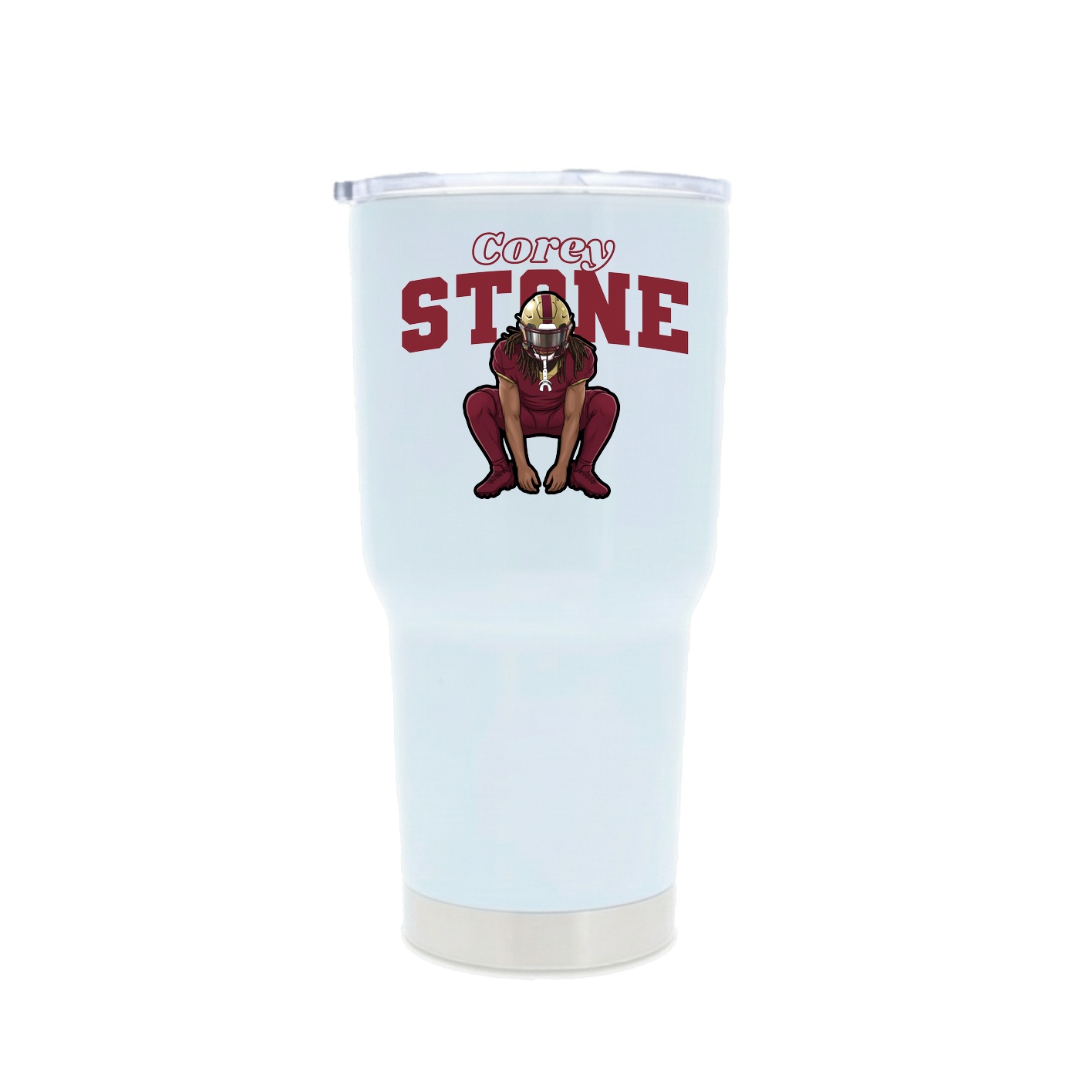 30oz Stainless Steel Tumbler — Name Arch in White