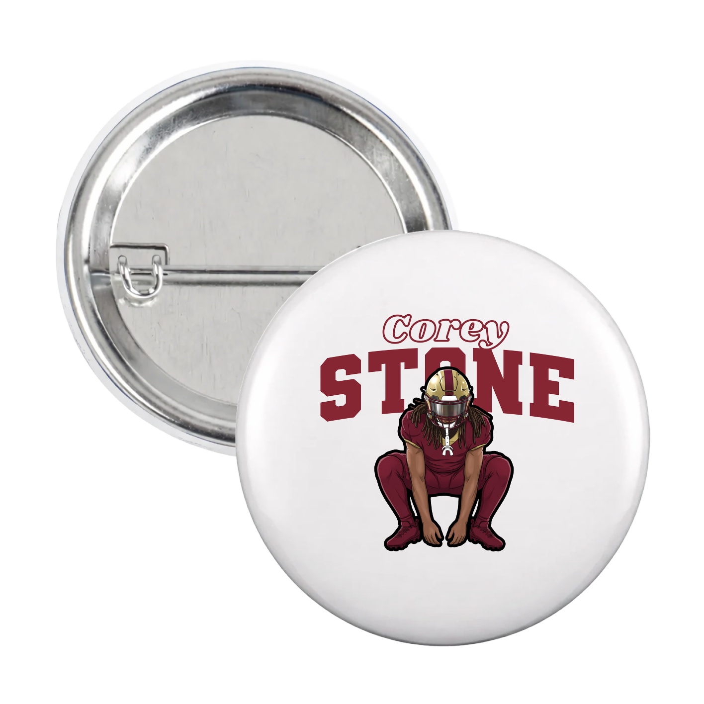 Game Day Button — Name Arch in White