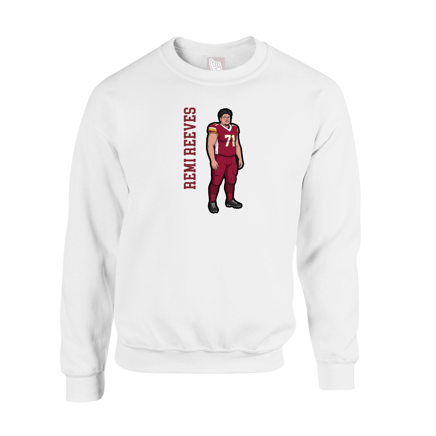 Fleece Crew — Name Vertical in White