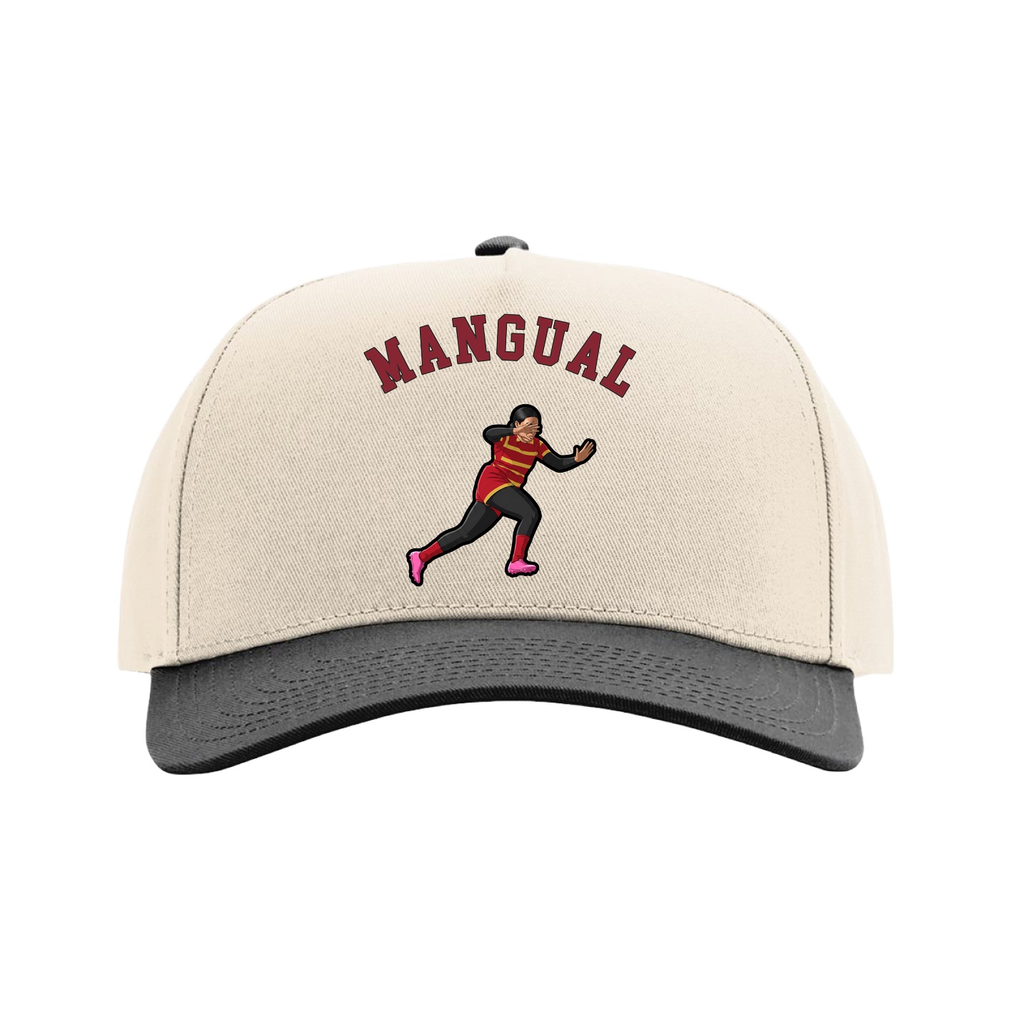 Full Fabric Five-Panel Champ Cap — Shirsey Arch in Cream/Black