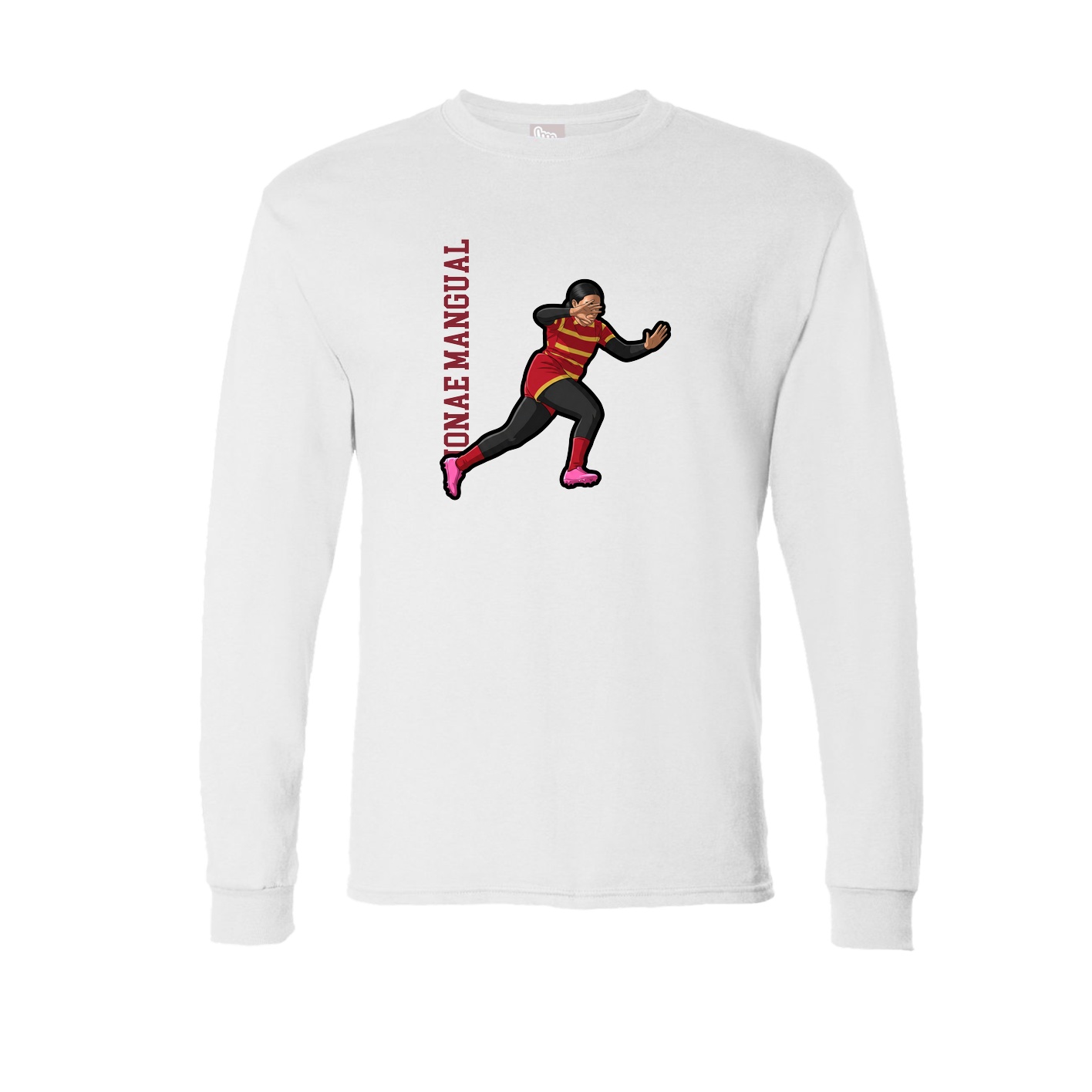 Long Sleeve Tee — Name Vertical in White