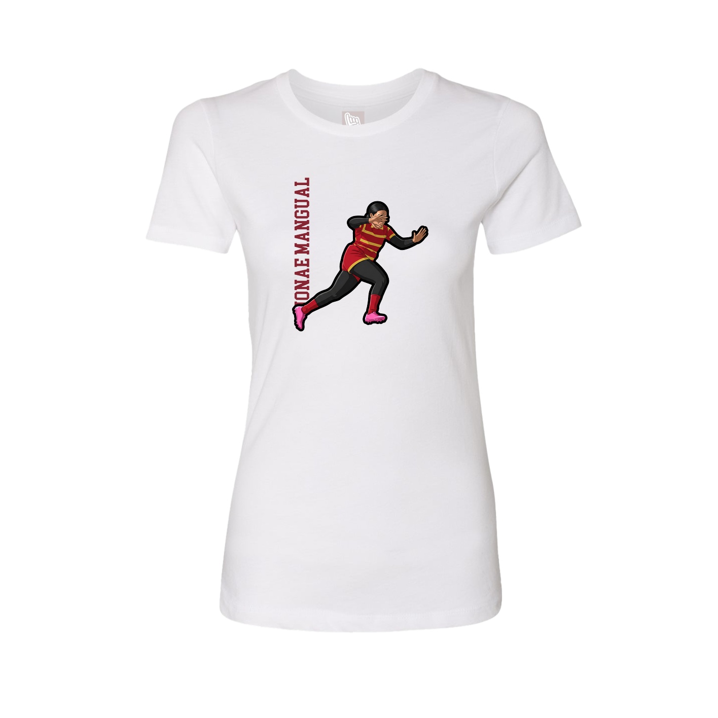 Fitted Women's Tee — Name Vertical in White