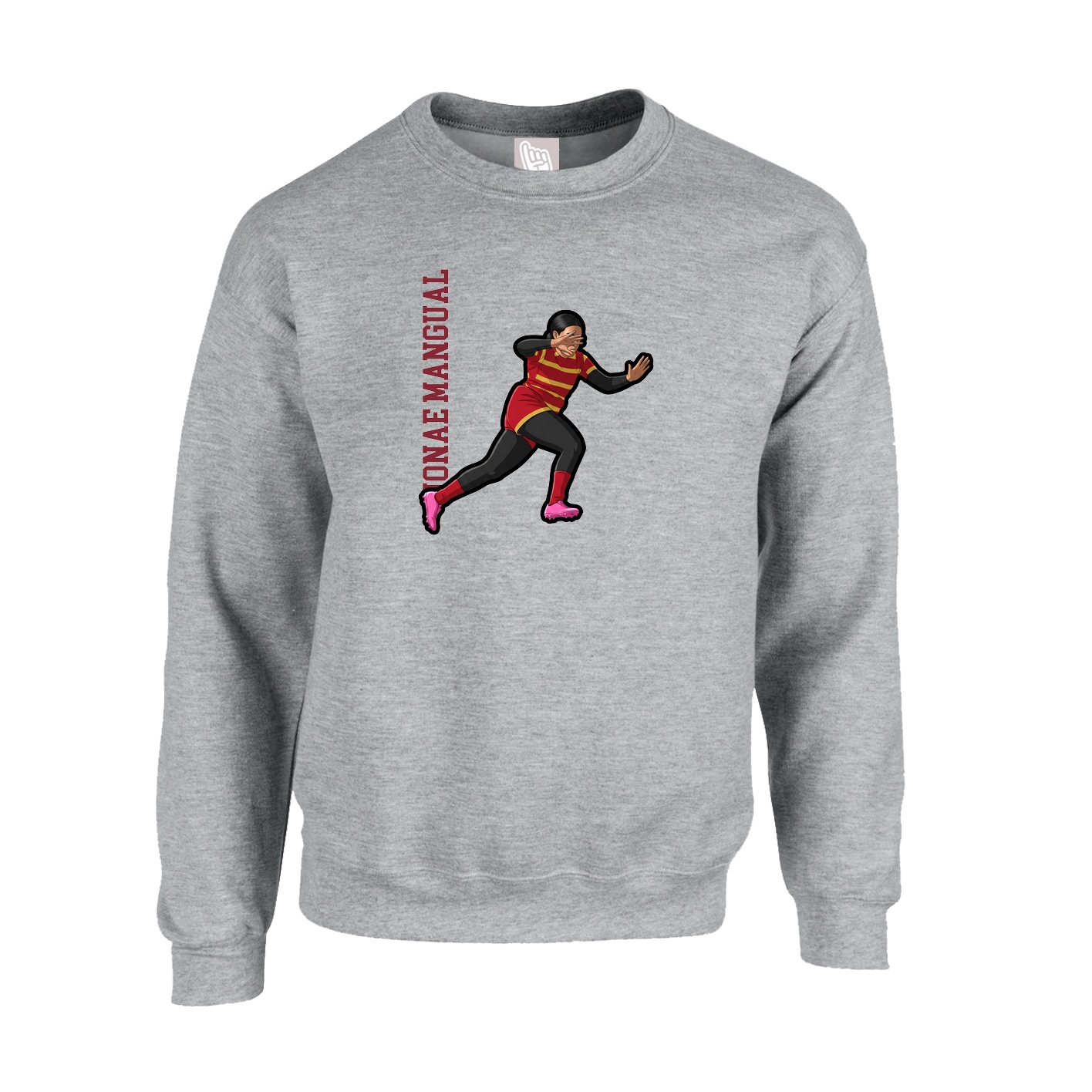 Fleece Crew — Name Vertical in Grey