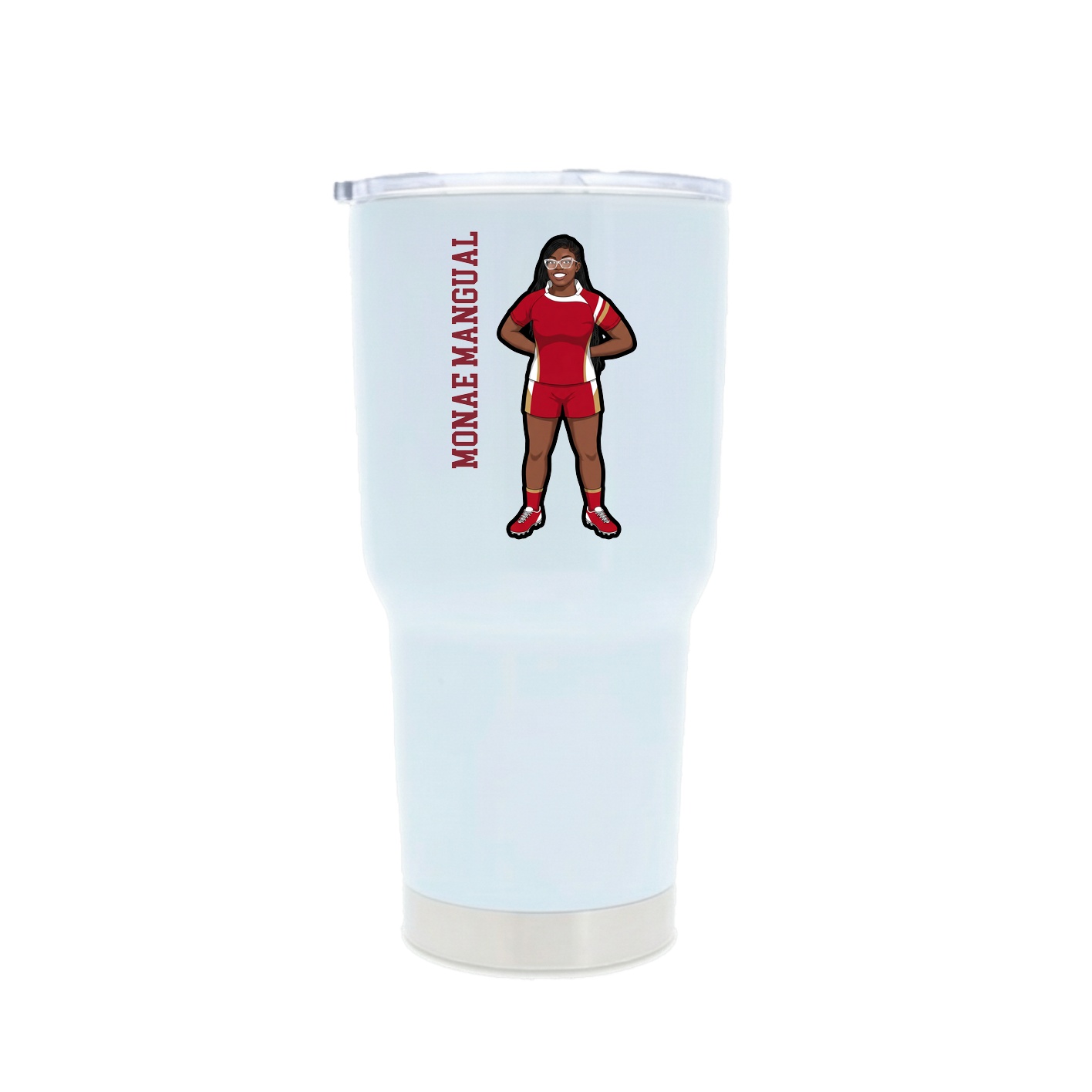 30oz Stainless Steel Tumbler — Name Vertical in White