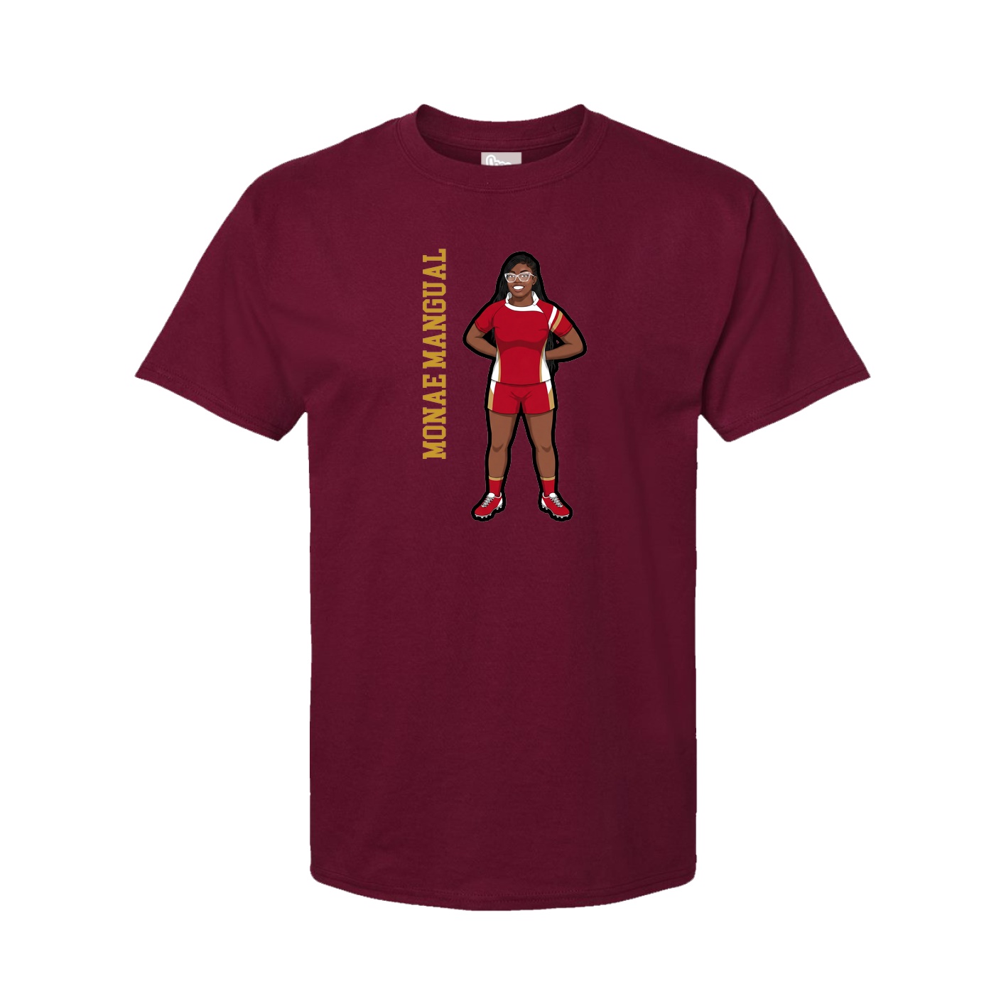 Youth Tee — Name Vertical in Cardinal