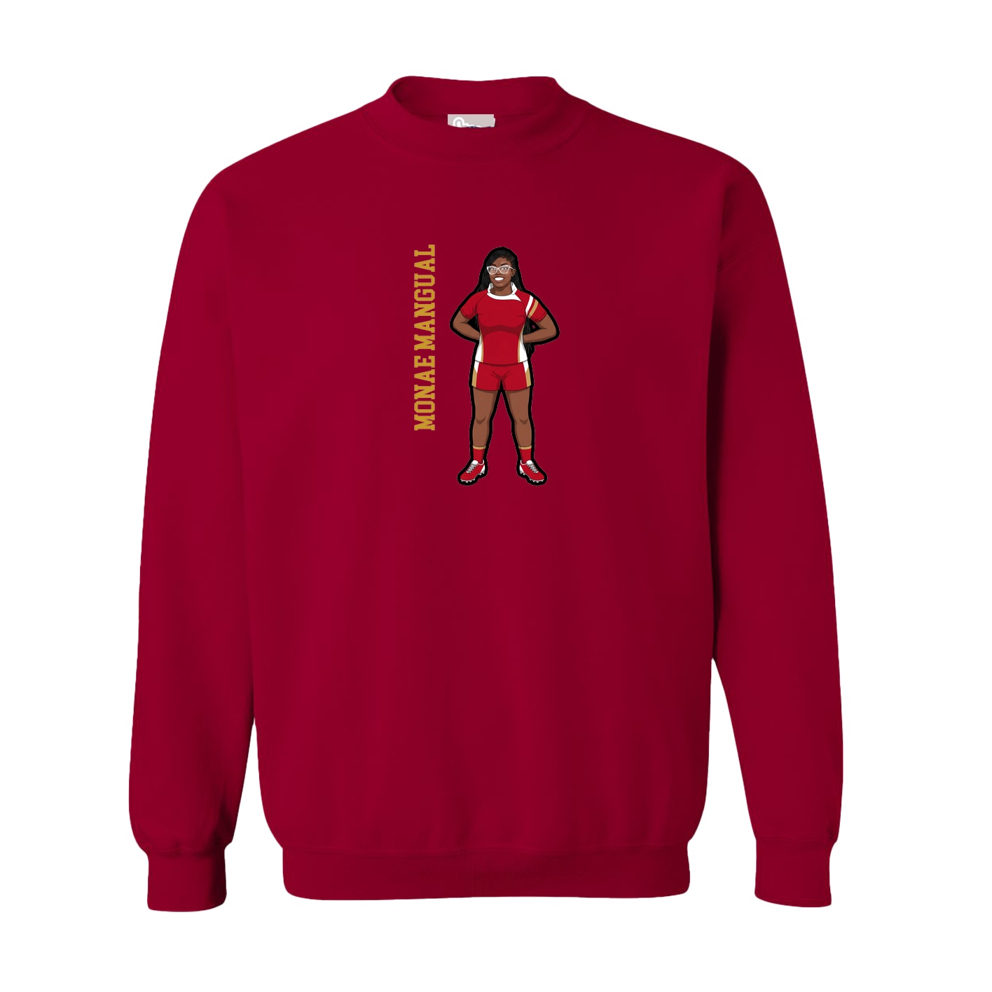 Fleece Crew — Name Vertical in Cardinal