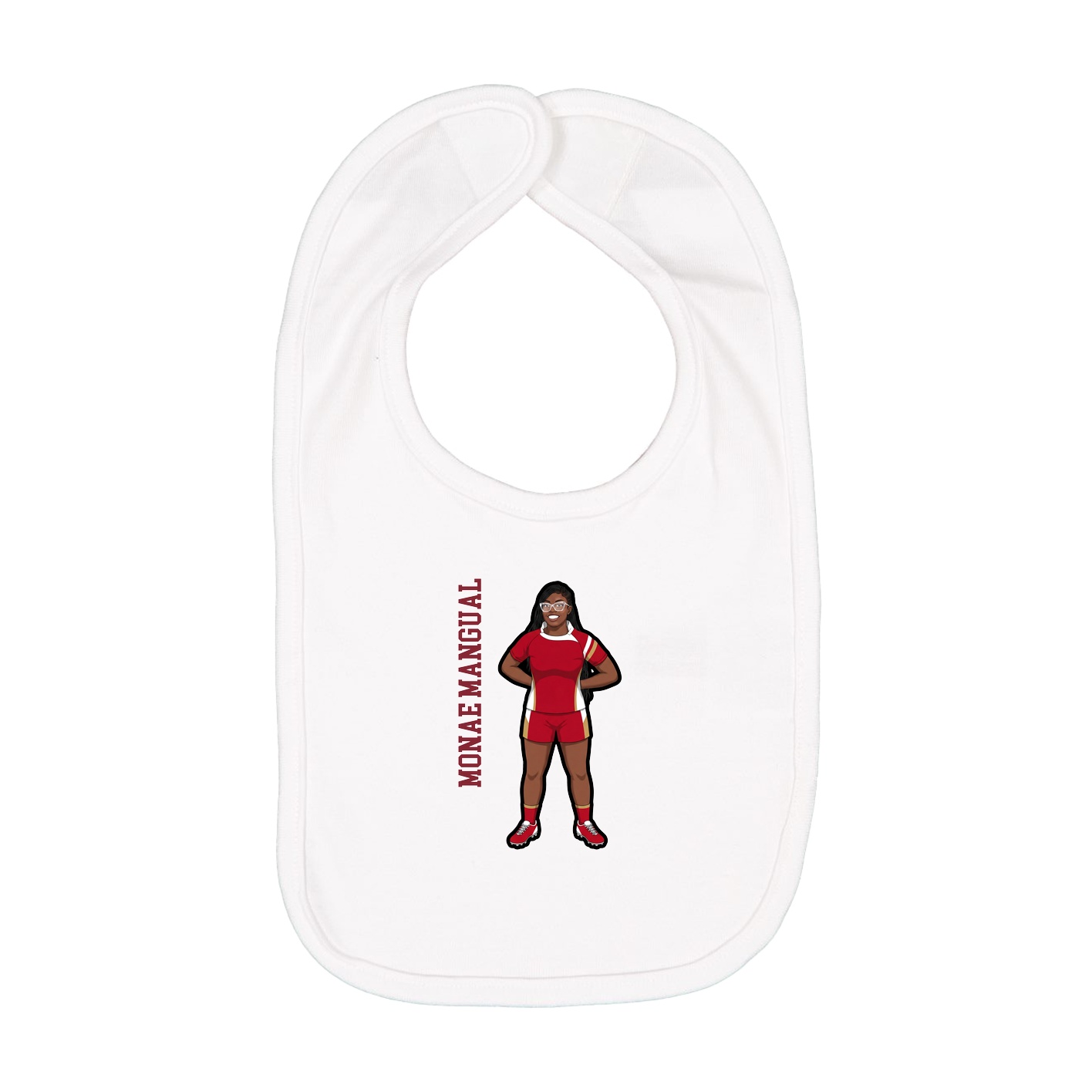 Infant Bib — Name Vertical in White