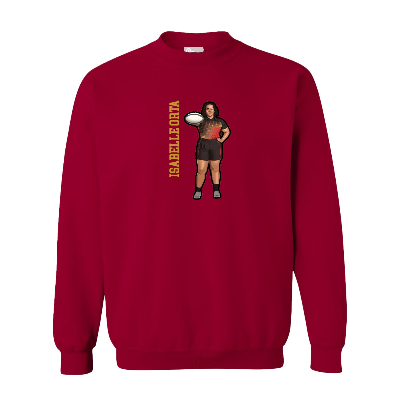 Fleece Crew — Name Vertical in Cardinal