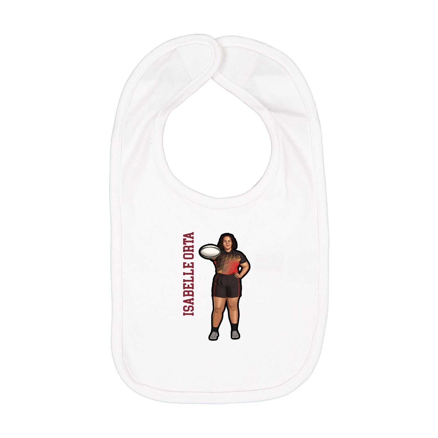 Infant Bib — Name Vertical in White