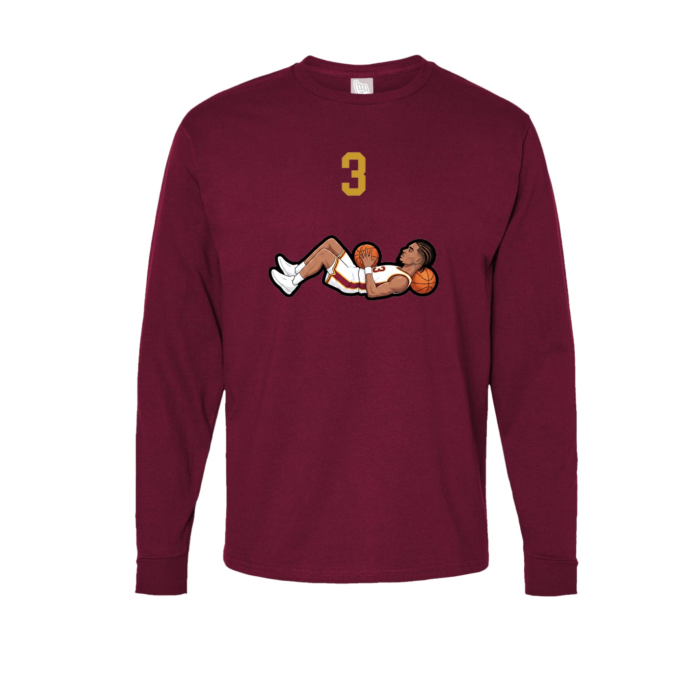 Long Sleeve Tee — Number Top in Cardinal