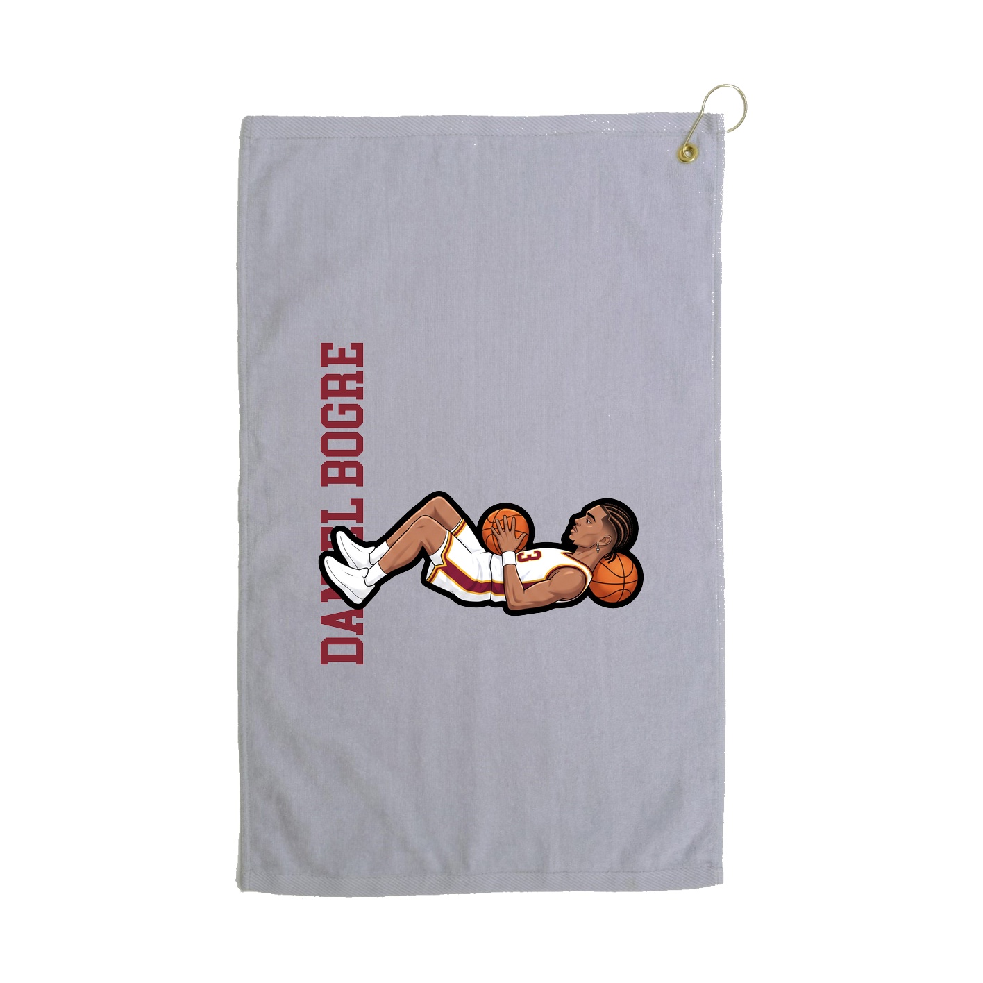 Golf Towel — Name Vertical in Grey