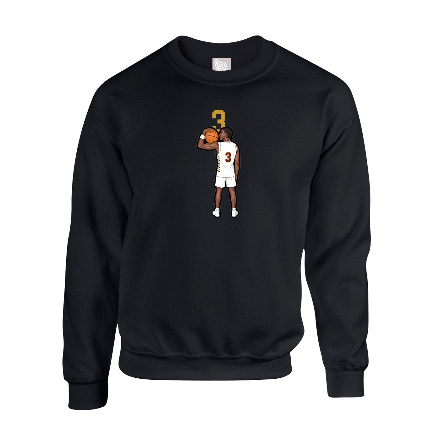Fleece Crew — Number Top in Black