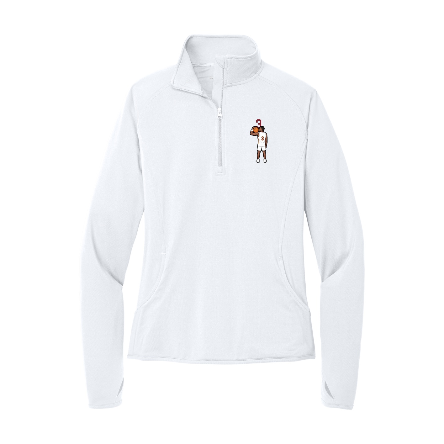 Women's Q-Zip Pullover — Number Top in White