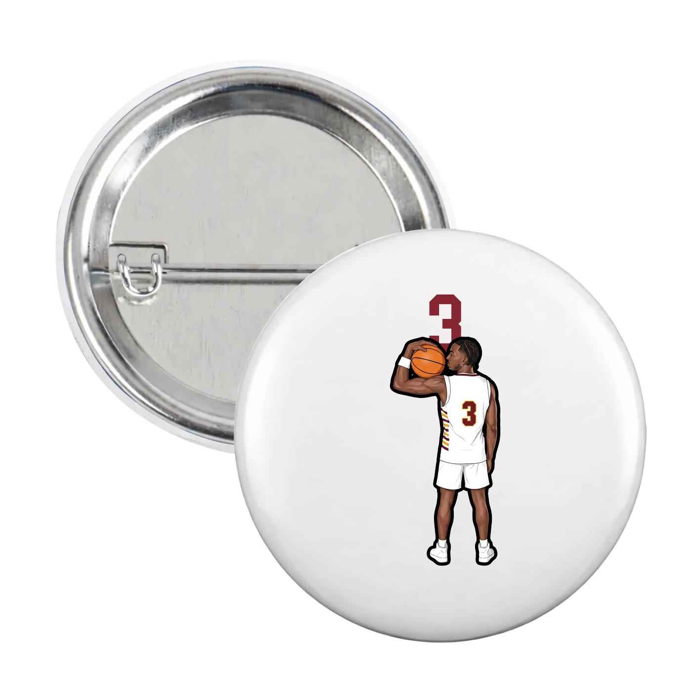 Game Day Button — Number Top in White