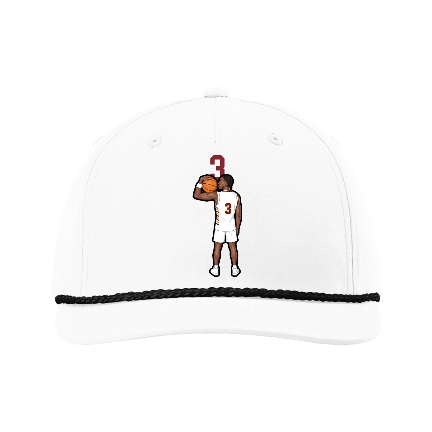 Five-Panel Classic Rope Cap — Number Top in White