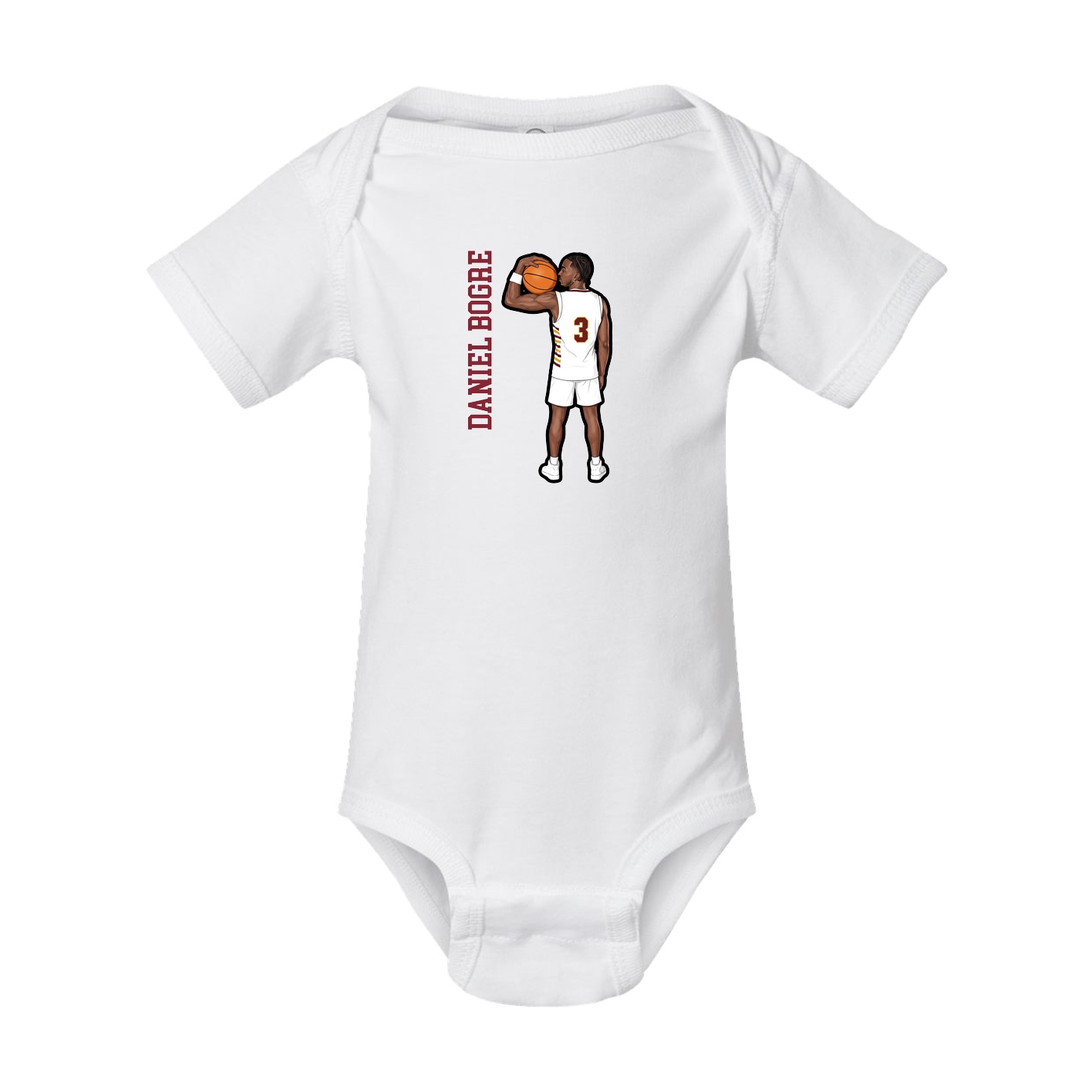 Baby Onesie — Name Vertical in White
