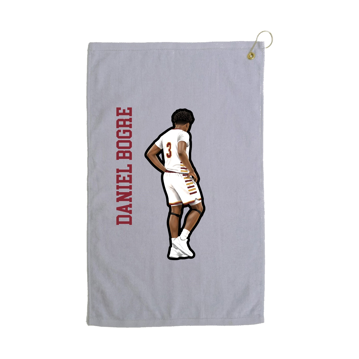 Golf Towel — Name Vertical in Grey