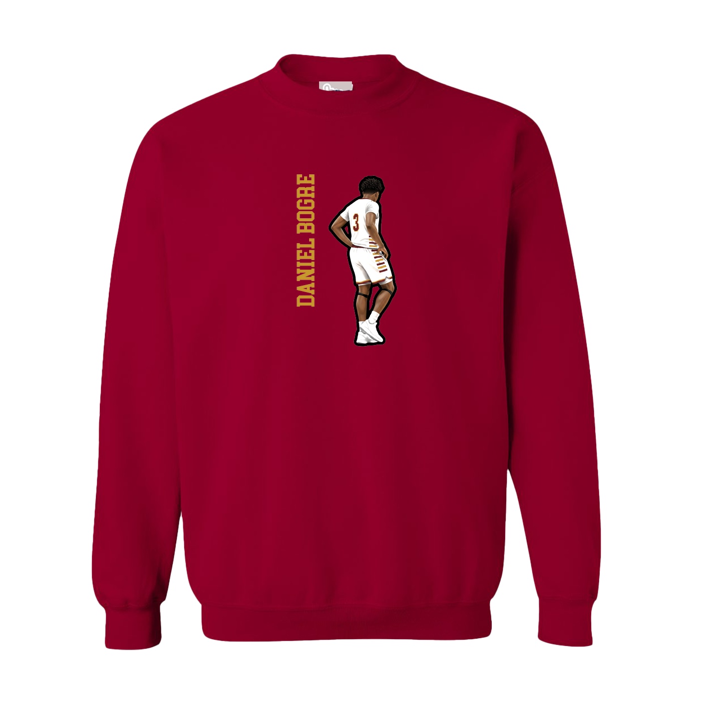 Fleece Crew — Name Vertical in Cardinal