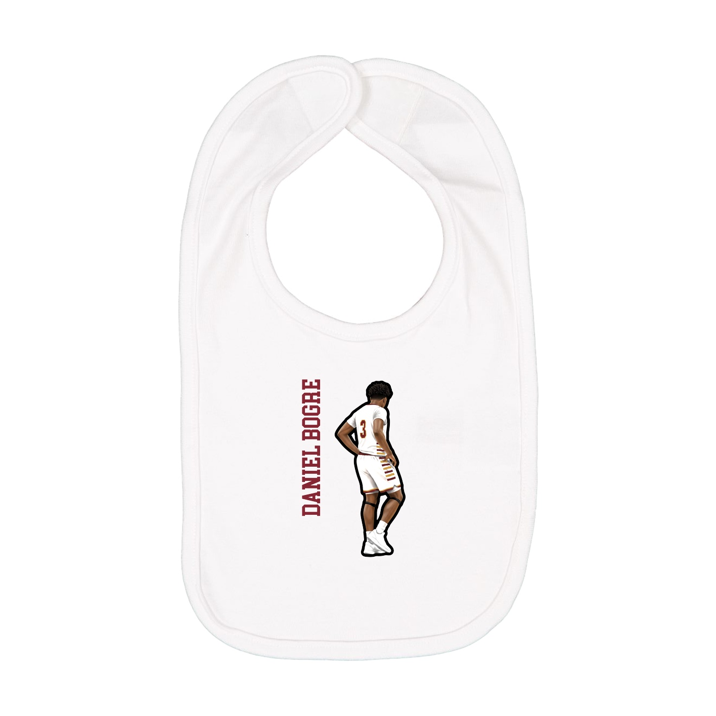 Infant Bib — Name Vertical in White