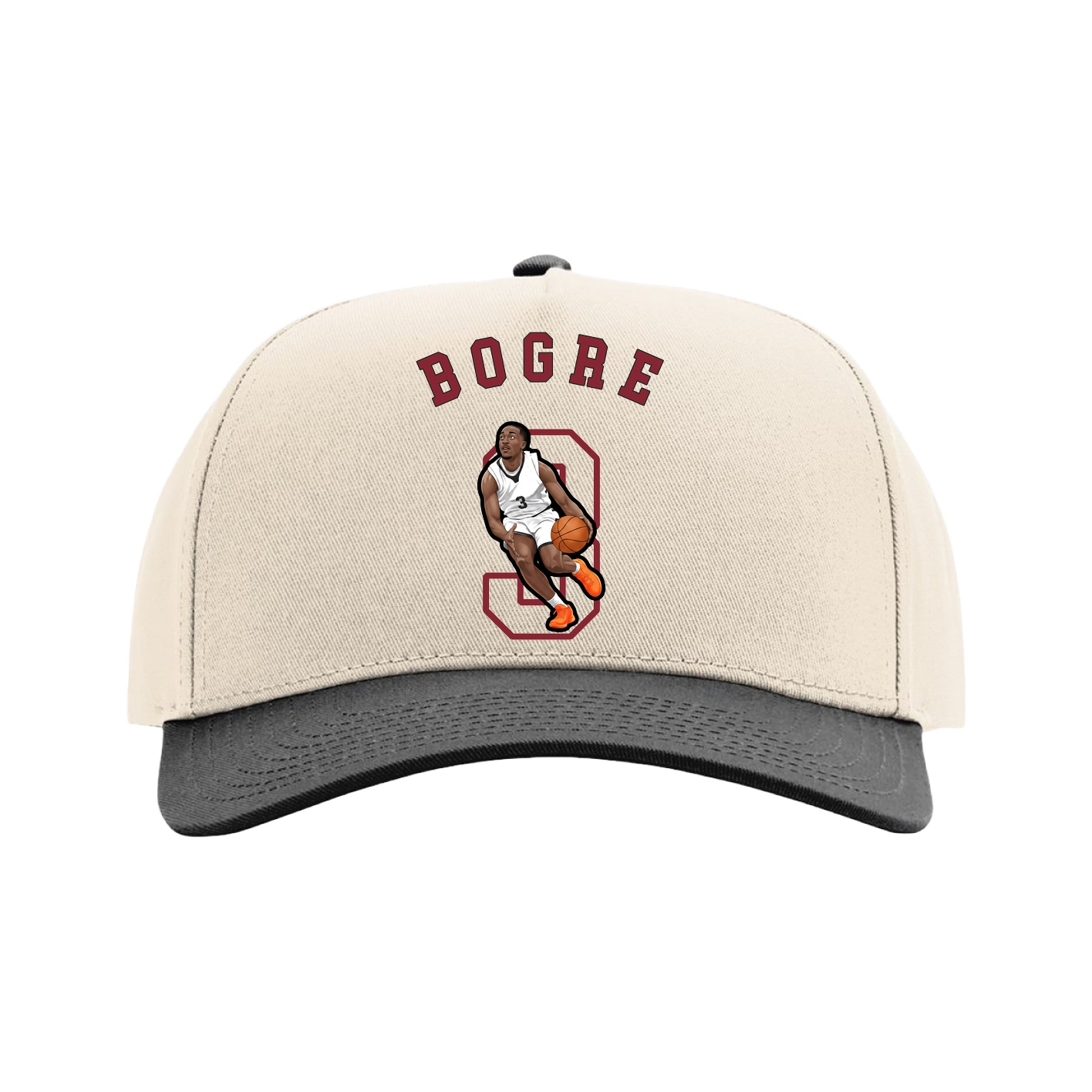 Full Fabric Five-Panel Champ Cap — Shirsey Arch in Cream/Black