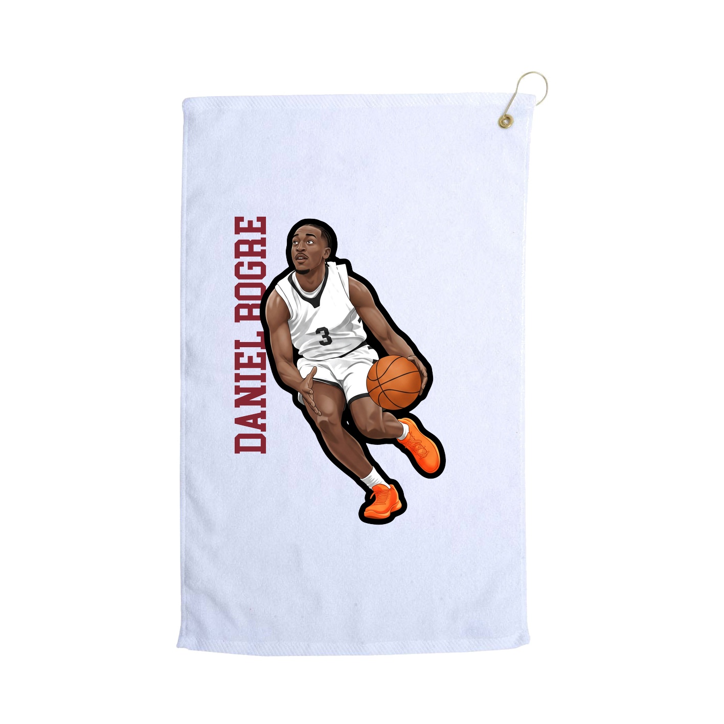 Golf Towel — Name Vertical in White