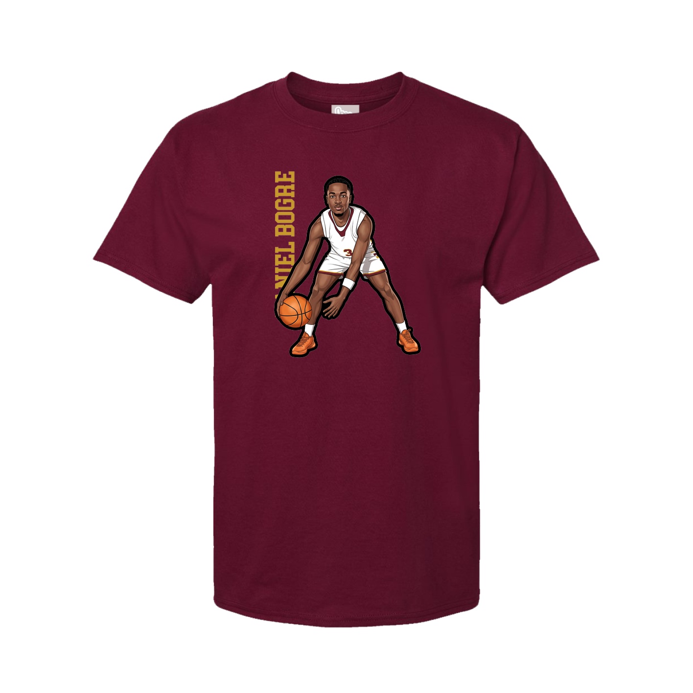 Youth Tee — Name Vertical in Cardinal